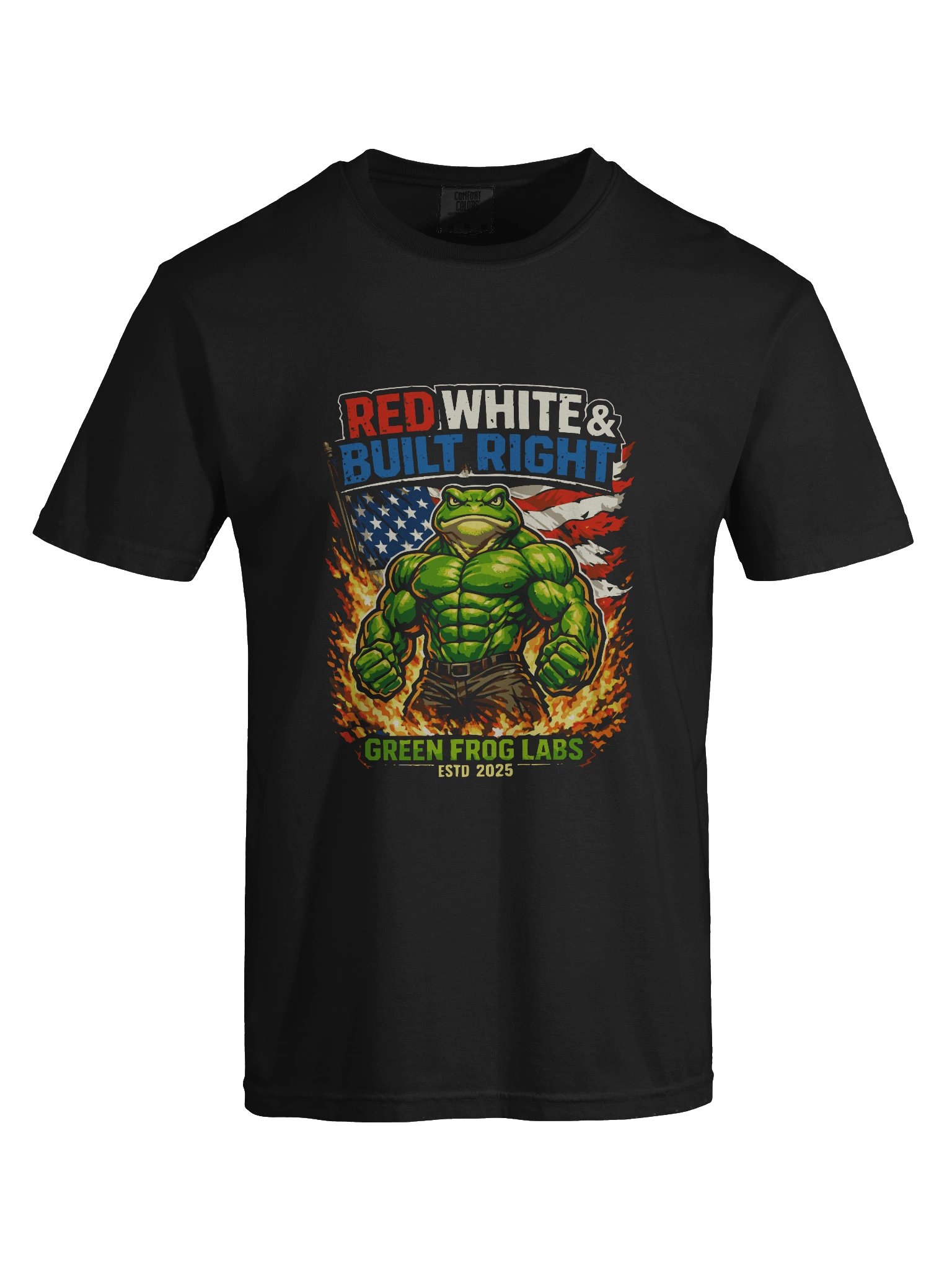 RED WHITE BUILT RIGHT – Green Frog Labs USA Flex Tee product image (7)
