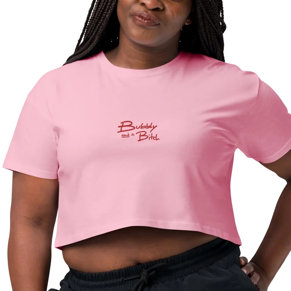 Bubbly and a B*tch (red) embroidered cotton crop top product image (8)