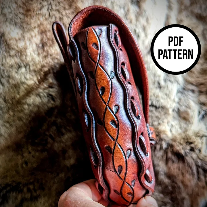 Leather Belt Pouch with Tooled Vines - PDF Pattern for Leatherwork product image (2)
