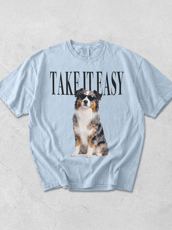 Take It Easy '90s Pop Vintage-Style T-Shirt for Australian Shepherd(Blue Merle) Lovers product image (1)
