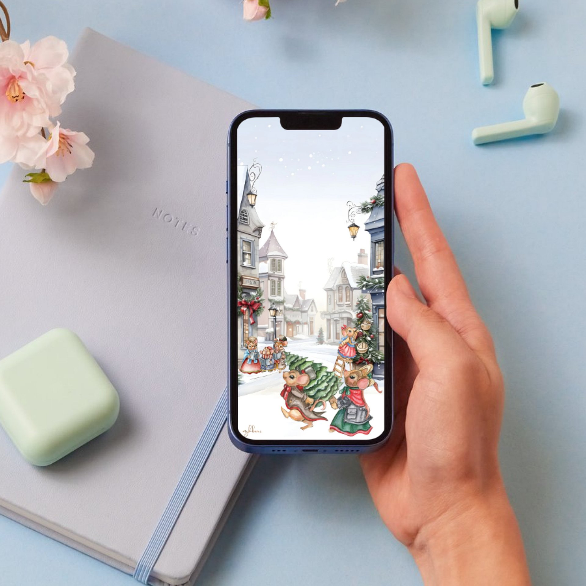 Prelude to Christmas Smartphone Digital Wallpaper | Festive Holiday Phone Background | Instant Download product image (8)