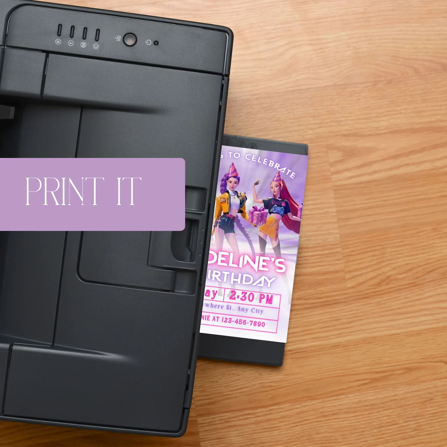 K-Pop Demon Hunters Birthday Invitation | Girl Birthday Party Invite | Editable Canva Template | K-Pop Party Theme | Digital Download product image (4)