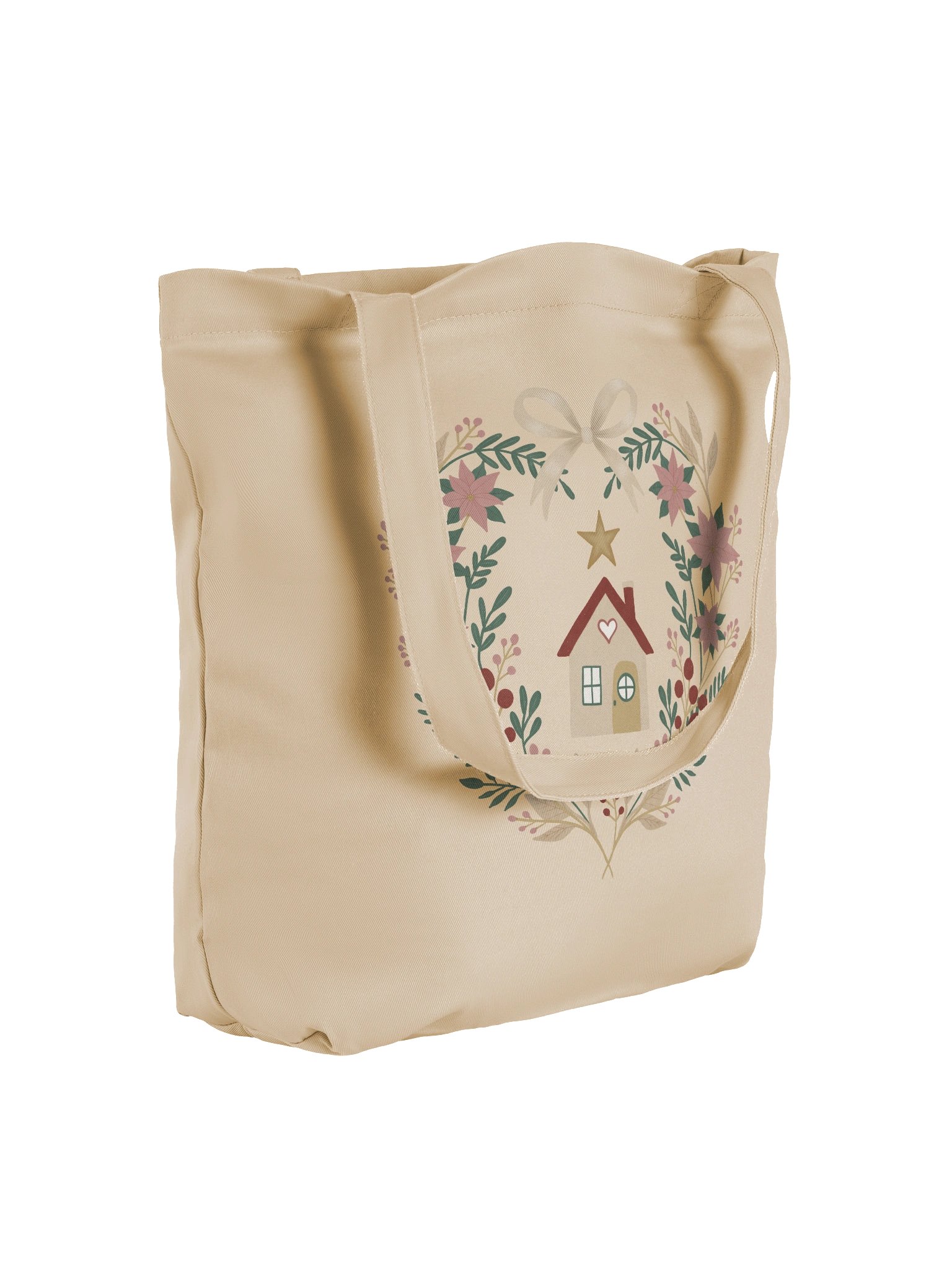 Econscious Eco-Friendly tote bag with winter heart home Christmas design. Organic cotton reusable bag product image (4)