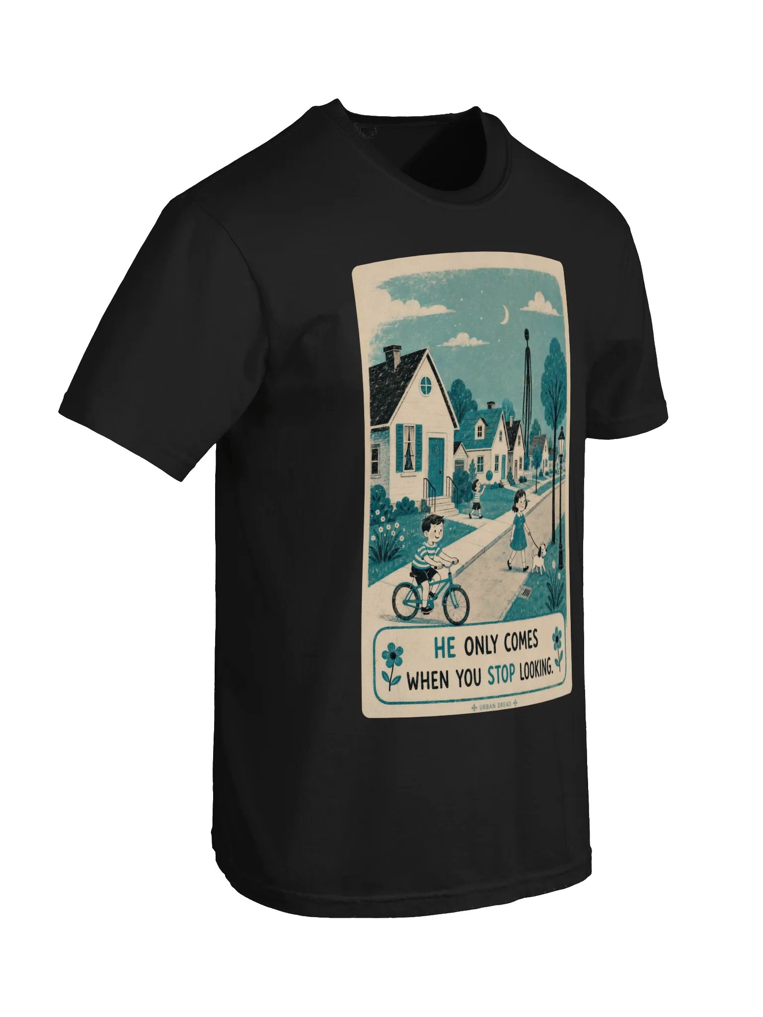 He Only Comes When You Stop Looking — Shadow Figure Horror T-Shirt product image (5)