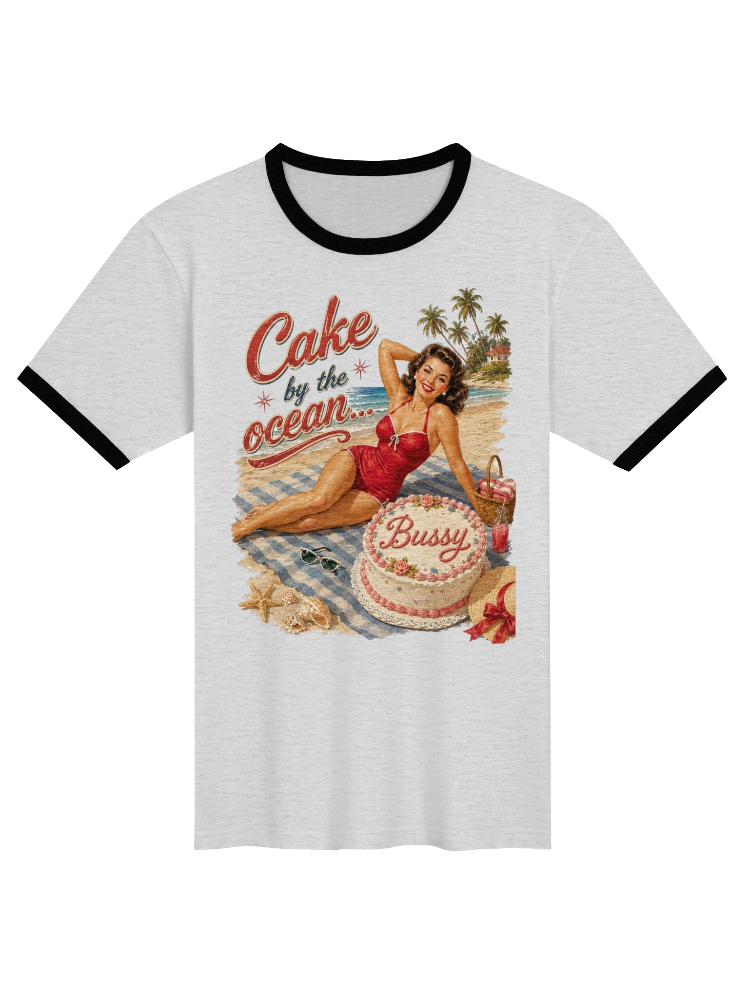 Bussy By The Ocean Ringer | Queer Pinup Graphic Tee product image (2)