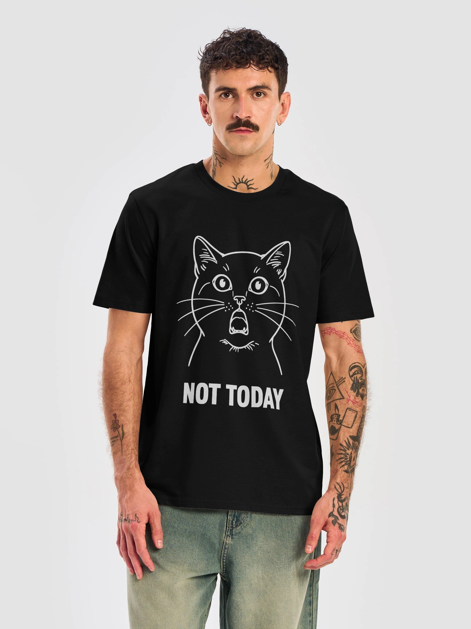 Black Cat Not Today – Dark Colors | Stanley/Stella Unisex Organic T-Shirt product image (1)