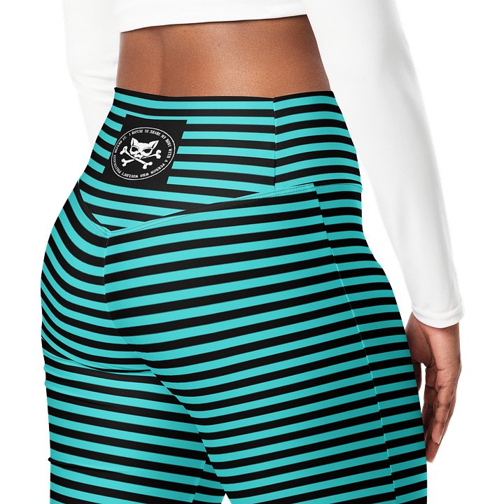Turqouise and Blaque Stripped Kat Skull Flares product image (1)