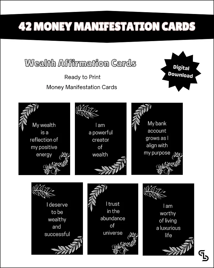 42 Money Manifestation Cards, 2.5 x 3.5 Inches Cards, Digital Manifestation Cards, Wealth Manifestation Cards product image (1)