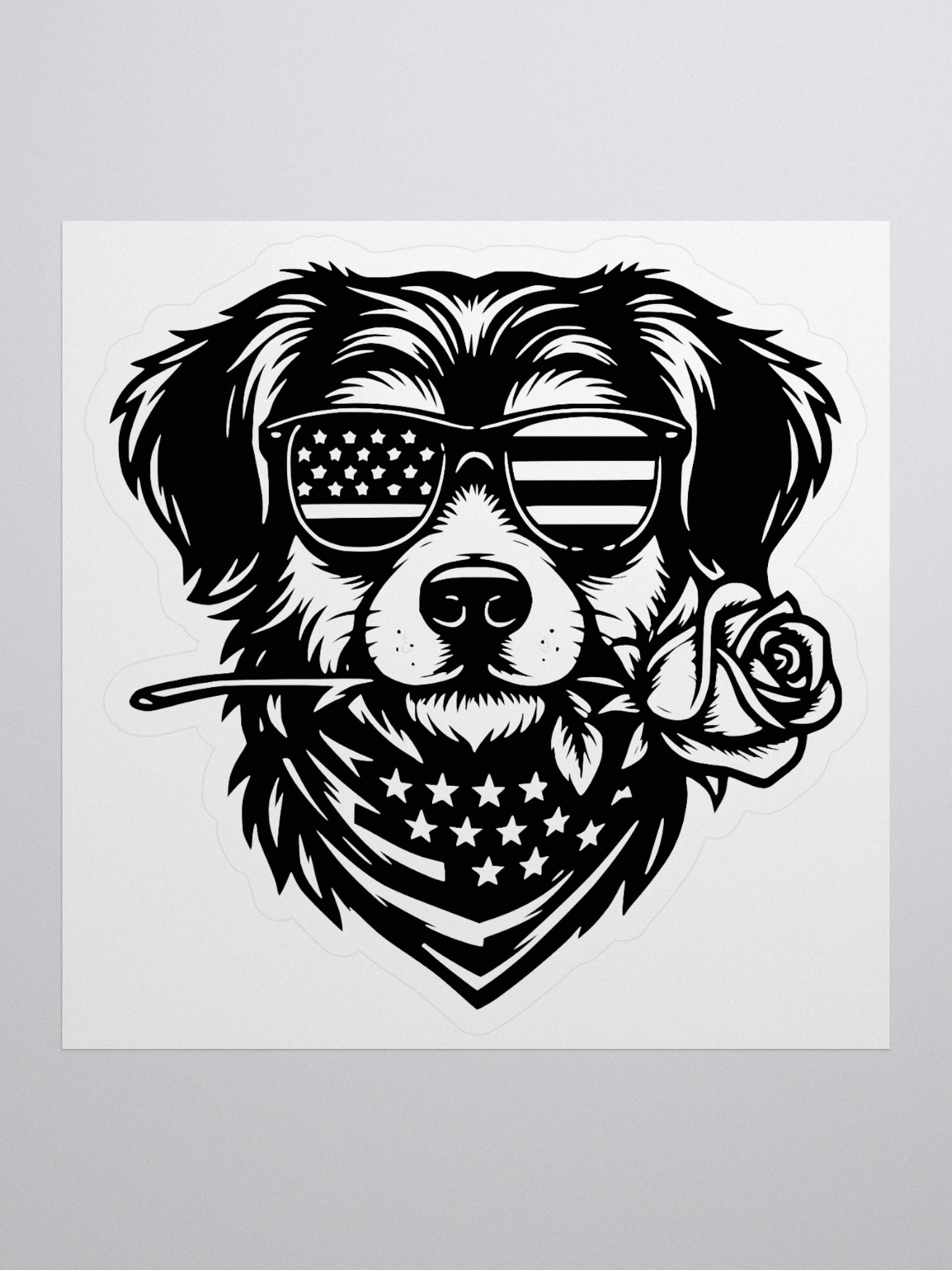 Cool Patriotic Dog Wearing Sunglasses & Rose | Border Collie Sticker product image (1)