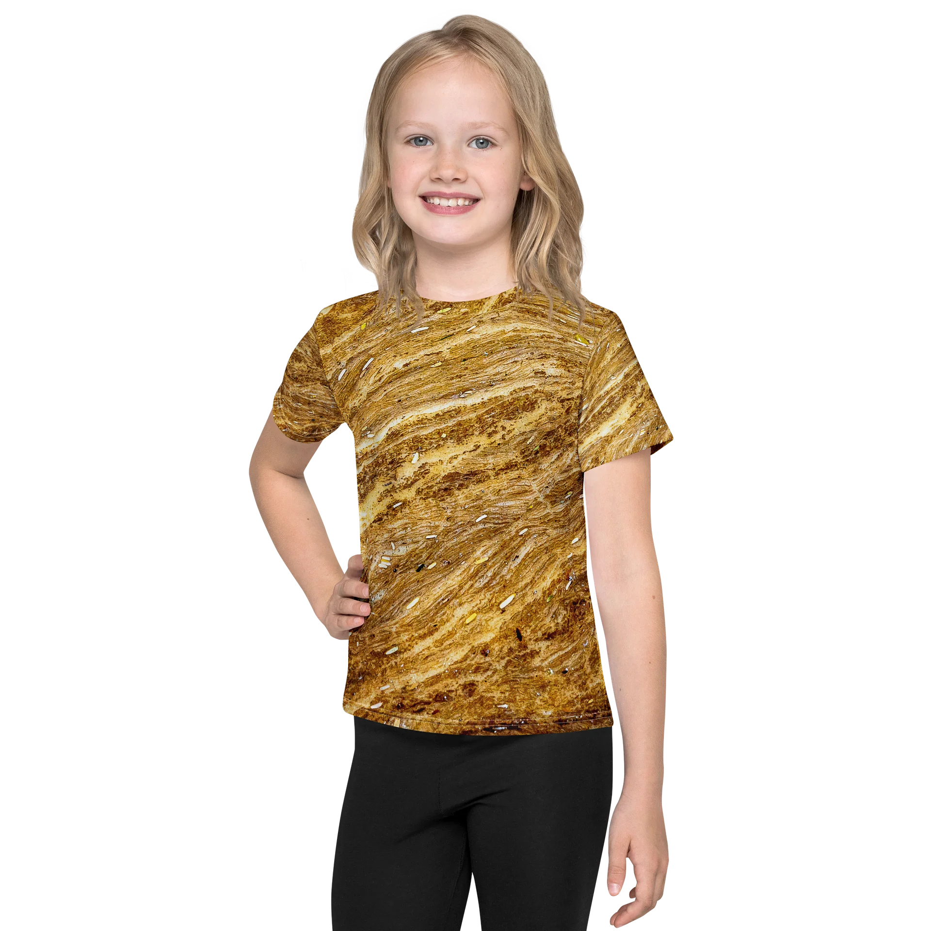 Golden Strata All-Over Print Kids Crew Neck T-Shirt product image (1)