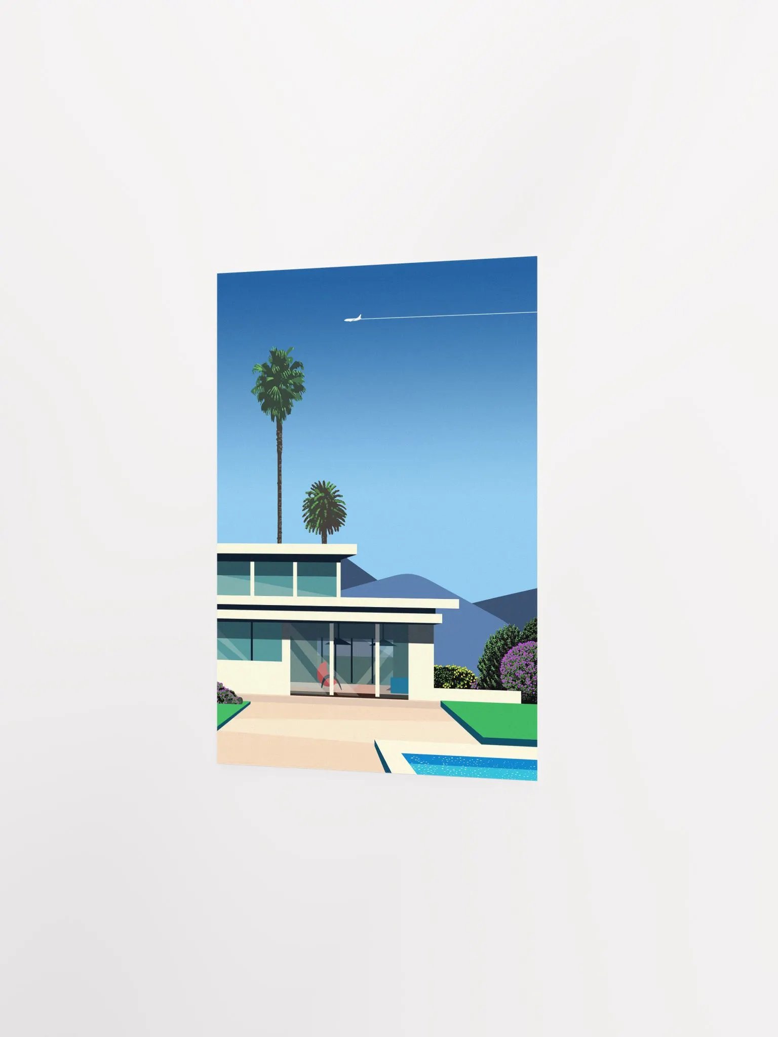 Florida, USA. Villa with pool — City Pop art, retrowave/vaporwave poster, 80s aesthetic poster, Hiroshi Nagai inspired, minimalist poster product image (7)