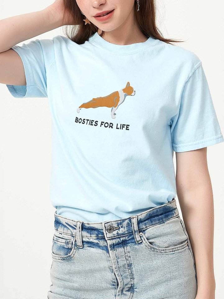 Bosties for Life T-Shirt(Embroidered) of a Boston Terrier(Brown & White) product image (2)