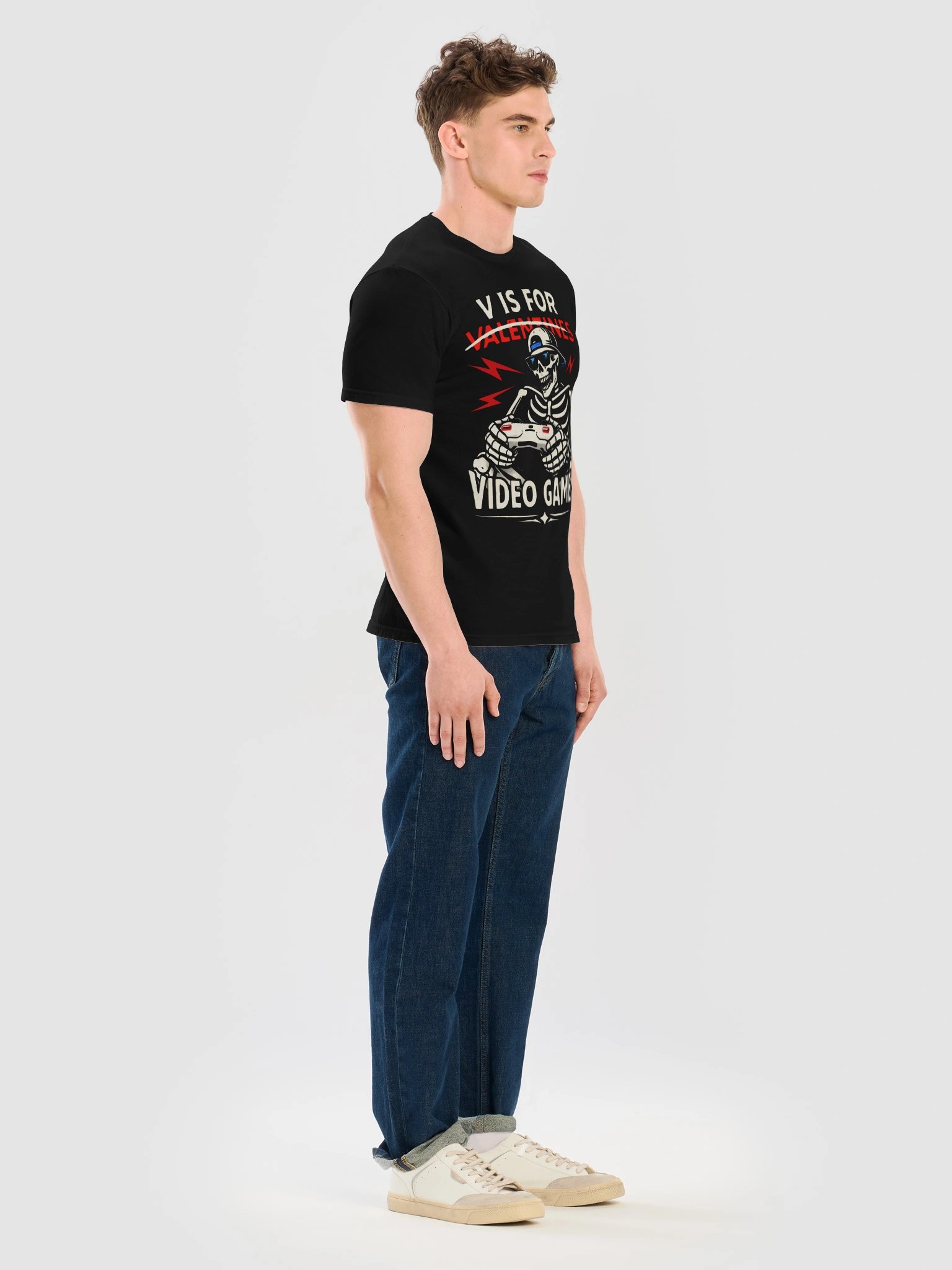 Valentine's Day Gamer Shirt Skeleton Funny V is for Video Games product image (7)
