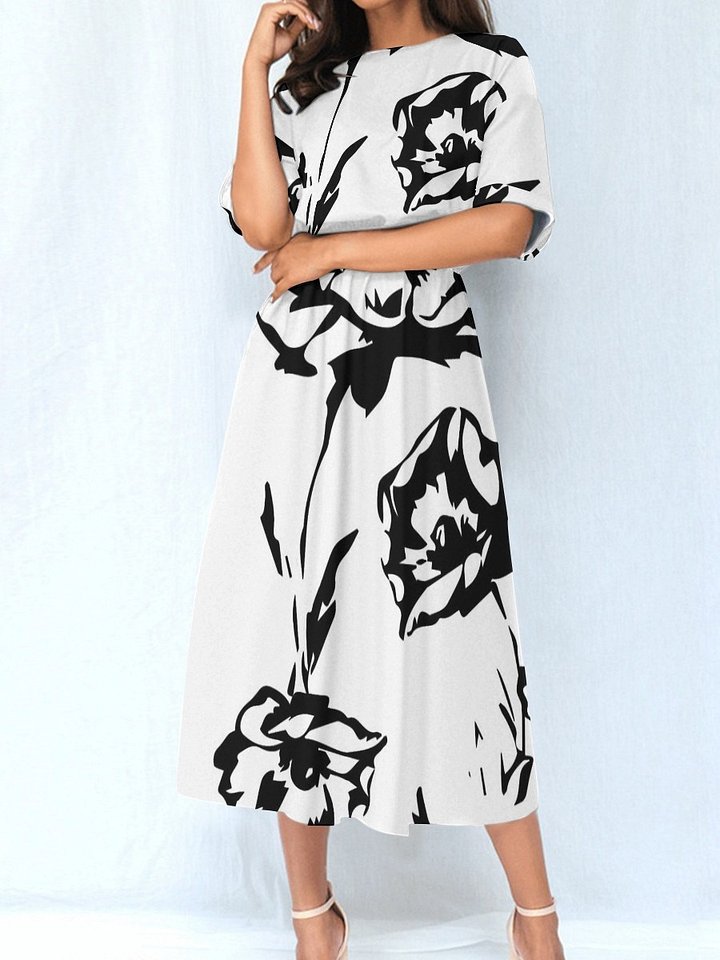 Monochrome Bloom Grace Midi Dress product image (1)