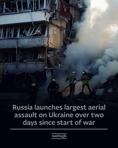 🇷🇺🇺🇦Russia has launched its largest aerial assault on Ukraine over a two-day period since the start of the war, targeting Kyi...