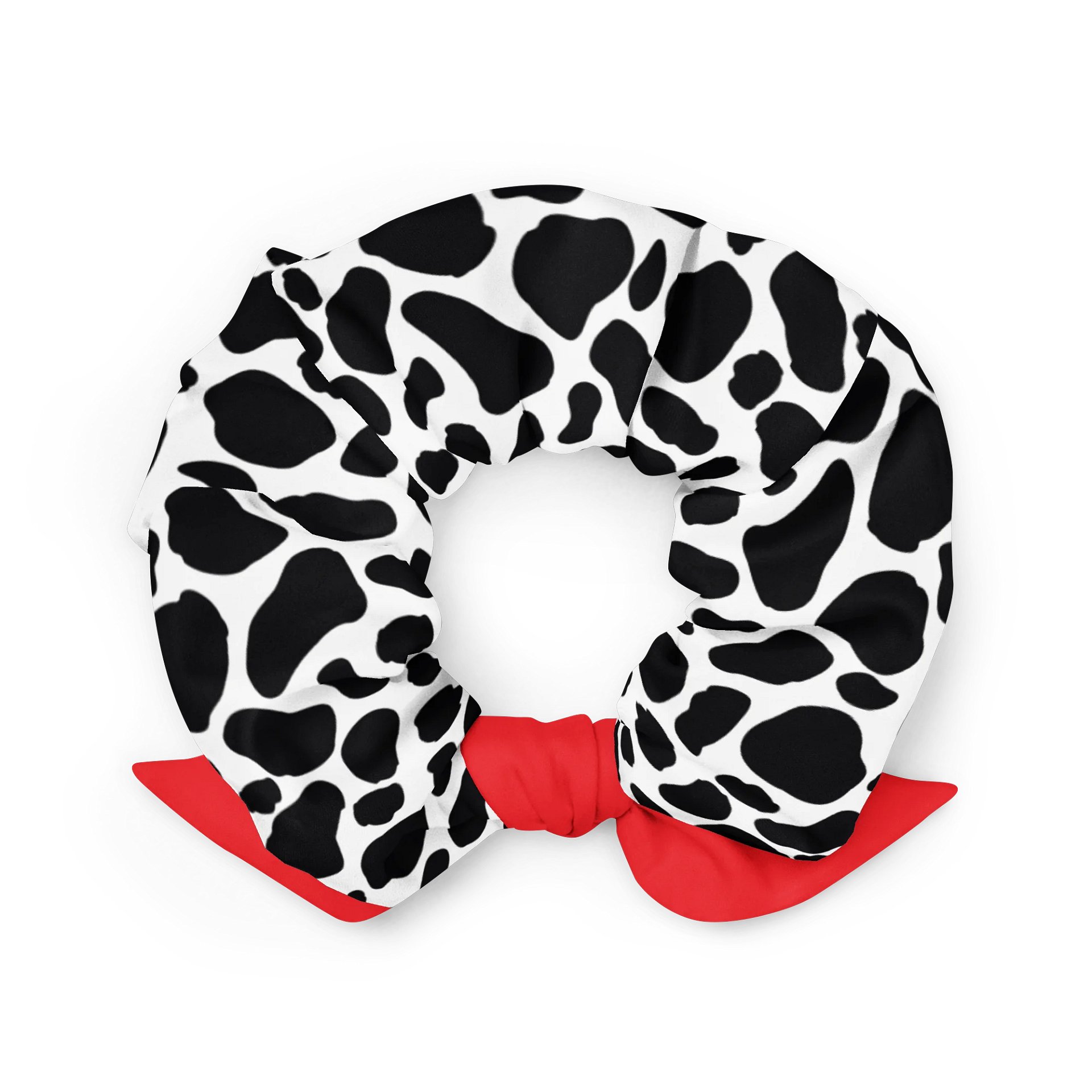 Dalmatian Spots Eco Scrunchie with Red Bow | Sustainable Hair Accessory product image (2)