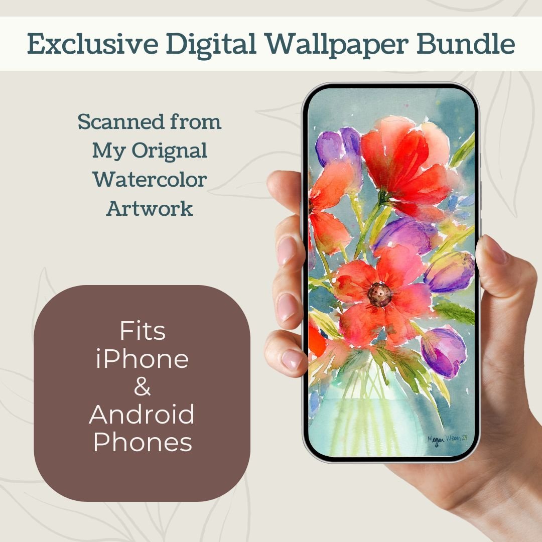 Red Blooms Watercolor Digital Wallpaper Bundle product image (3)