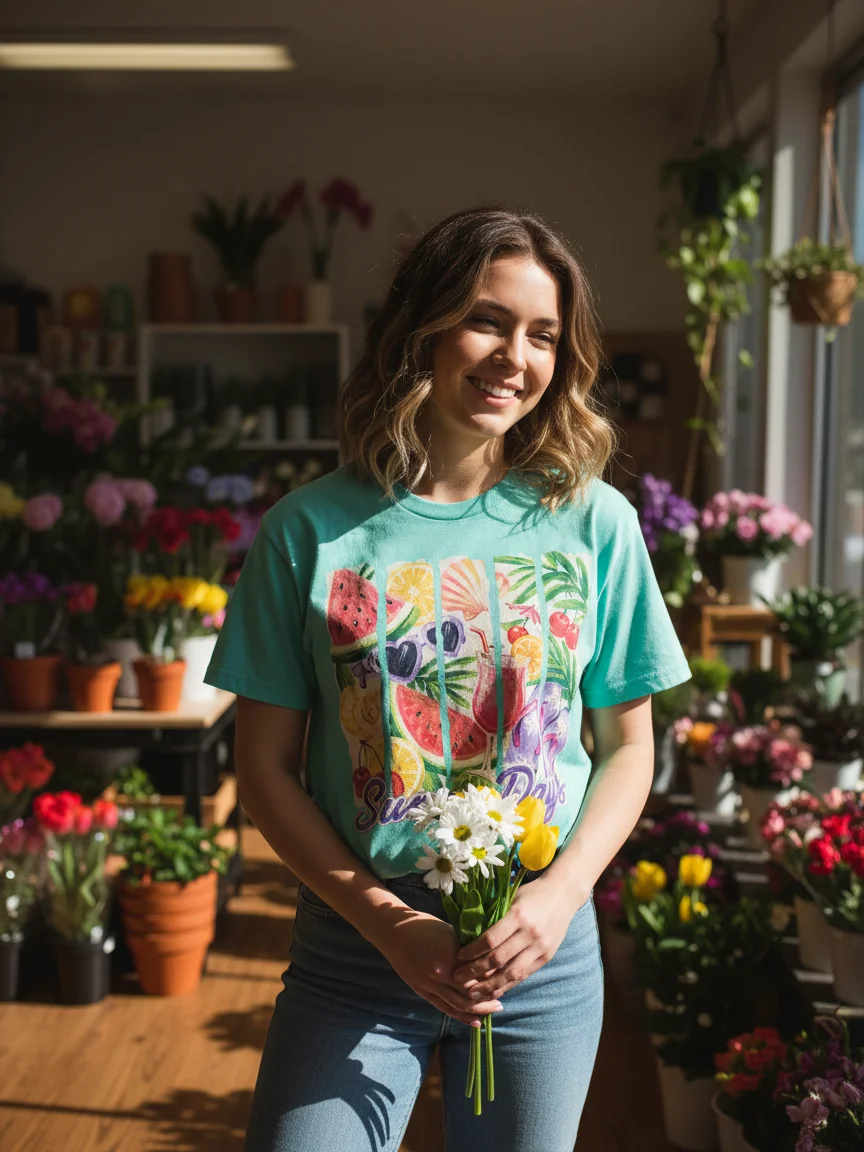 Sunny Days — Hand-Painted Summer Collage Tee product image (4)