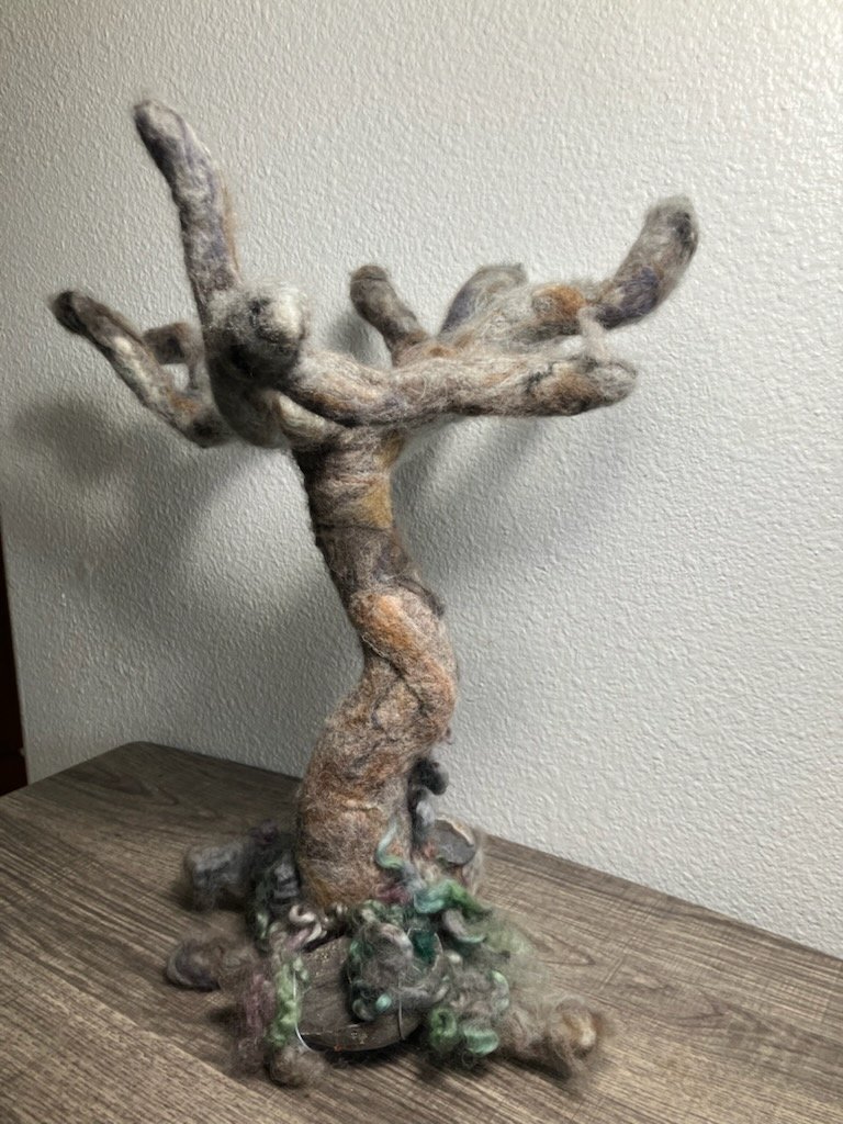 18.5" Sculptured Needle Felted Jewelry Tree – Poseable Earthy Boho Heirloom product image (6)