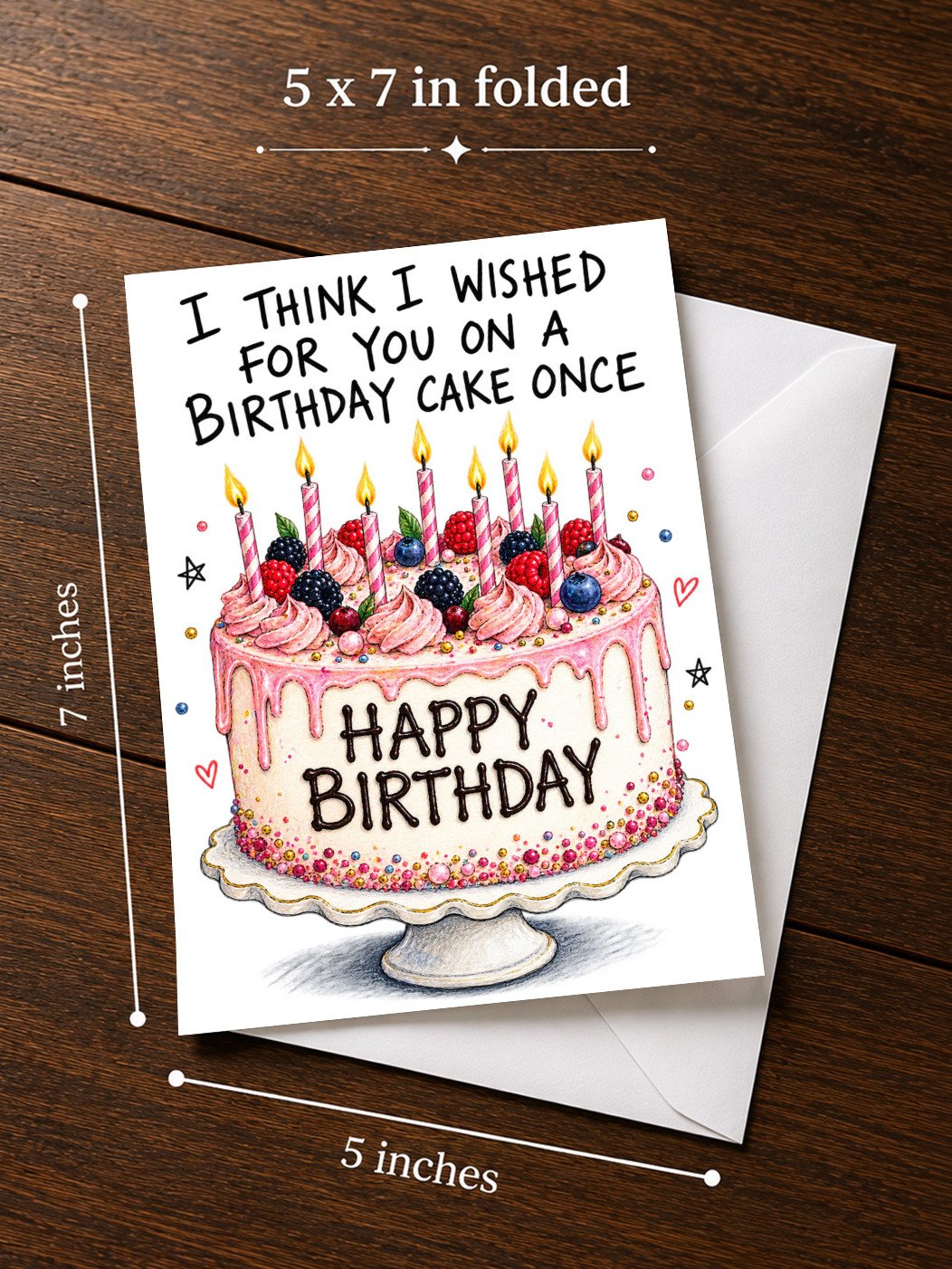 I THINK I WISHED FOR YOU Cute Happy Birthday Greeting Card product image (3)