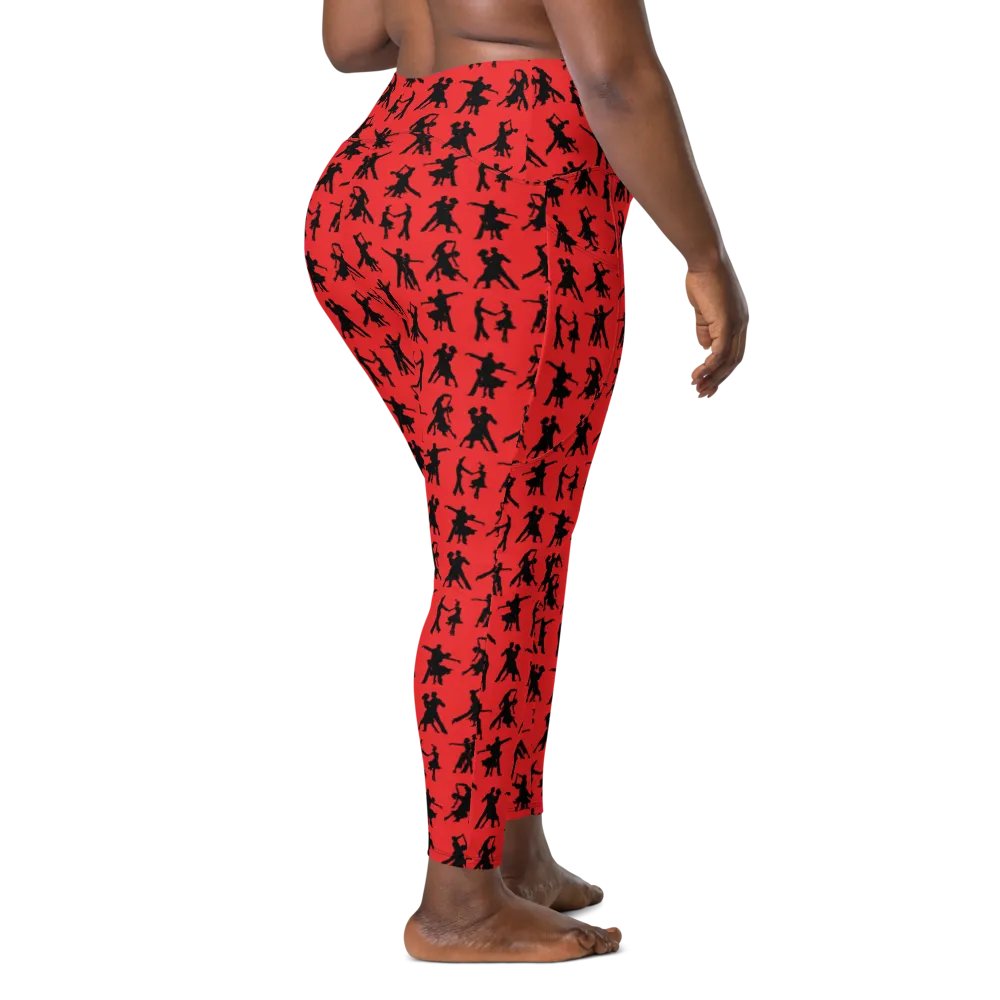 Red and Black Ballroom Dancing Leggings with Pockets product image (3)