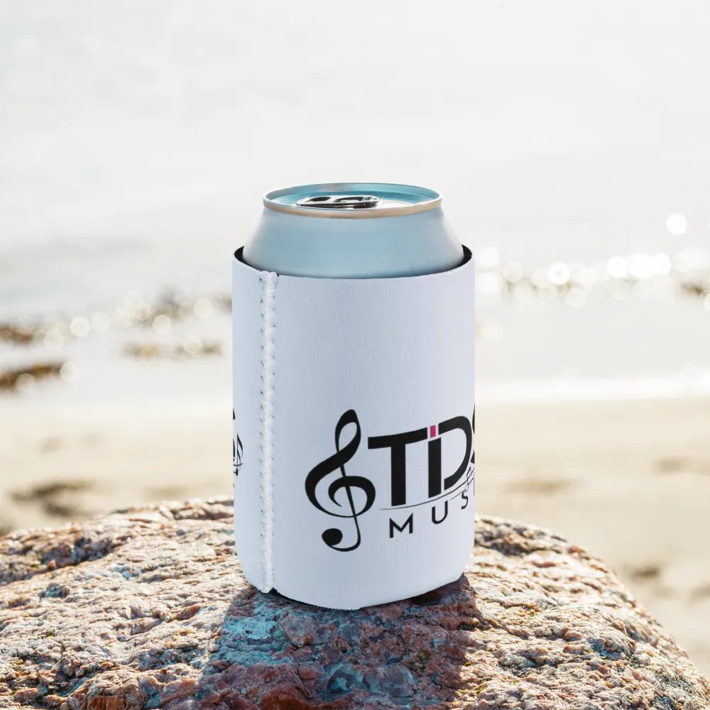 TDS Music Neoprene Can Cooler - White, Music-Themed Design product image (2)