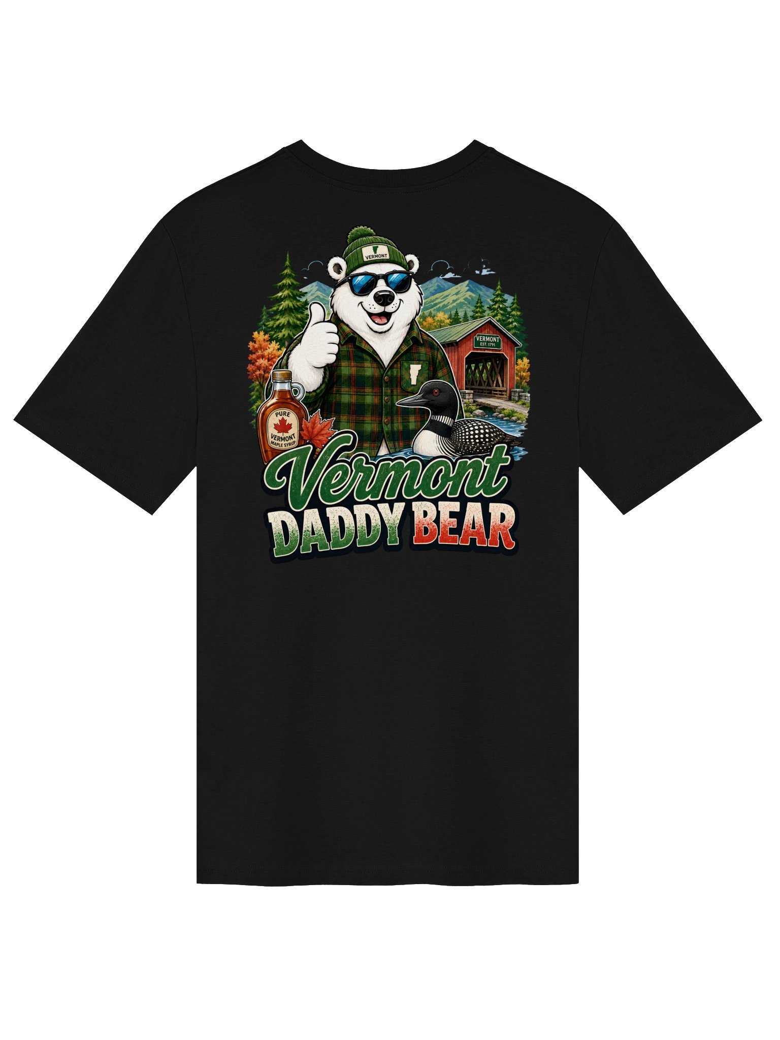 Vermont Daddy Bear Retro Polar Bear Covered Bridge Design product image (1)