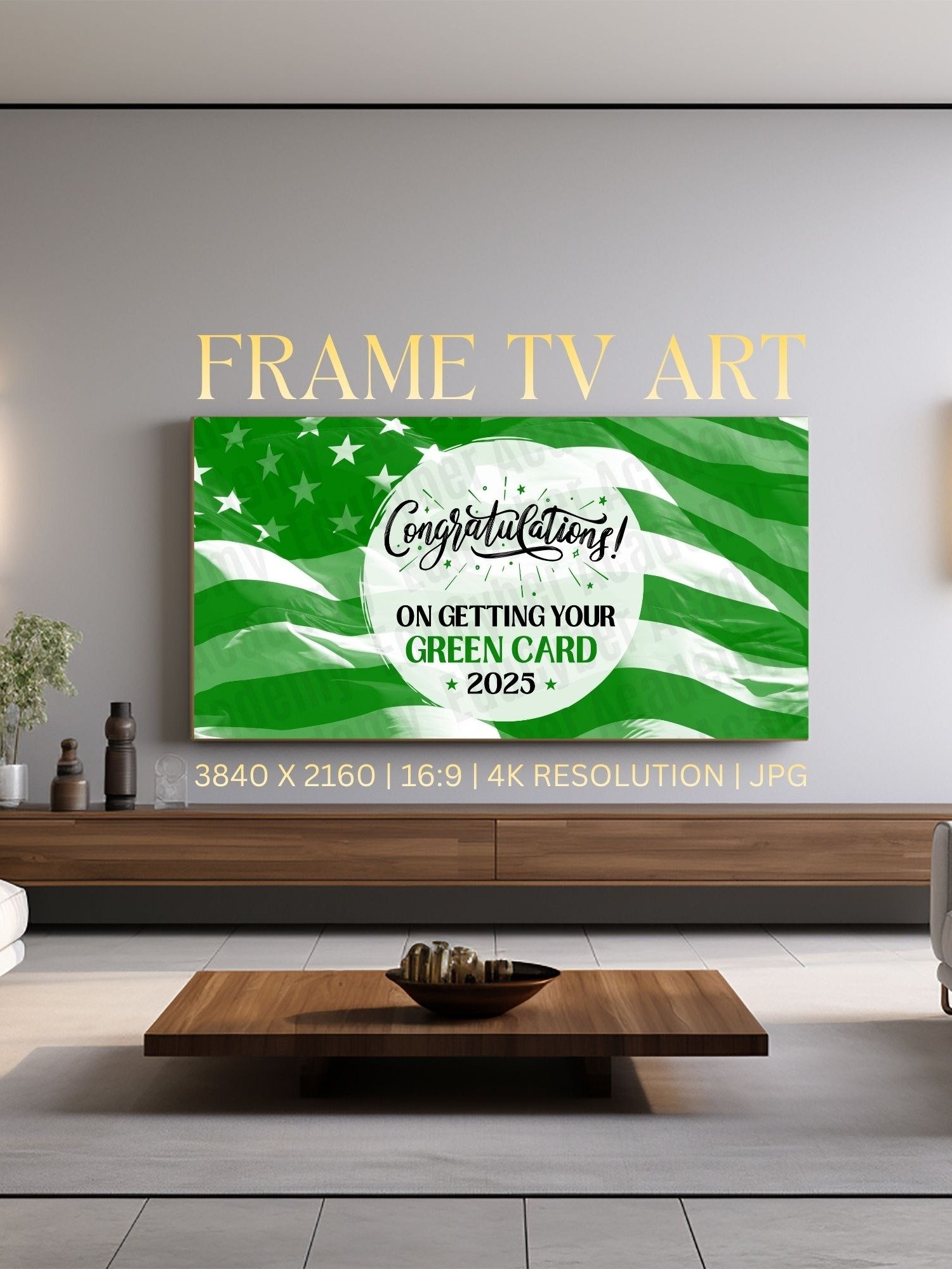 US Permanent Resident Frame TV Art Congratulations Green Card Renewal Celebration Desktop & Laptop Greencard Wallpaper Background product image (10)