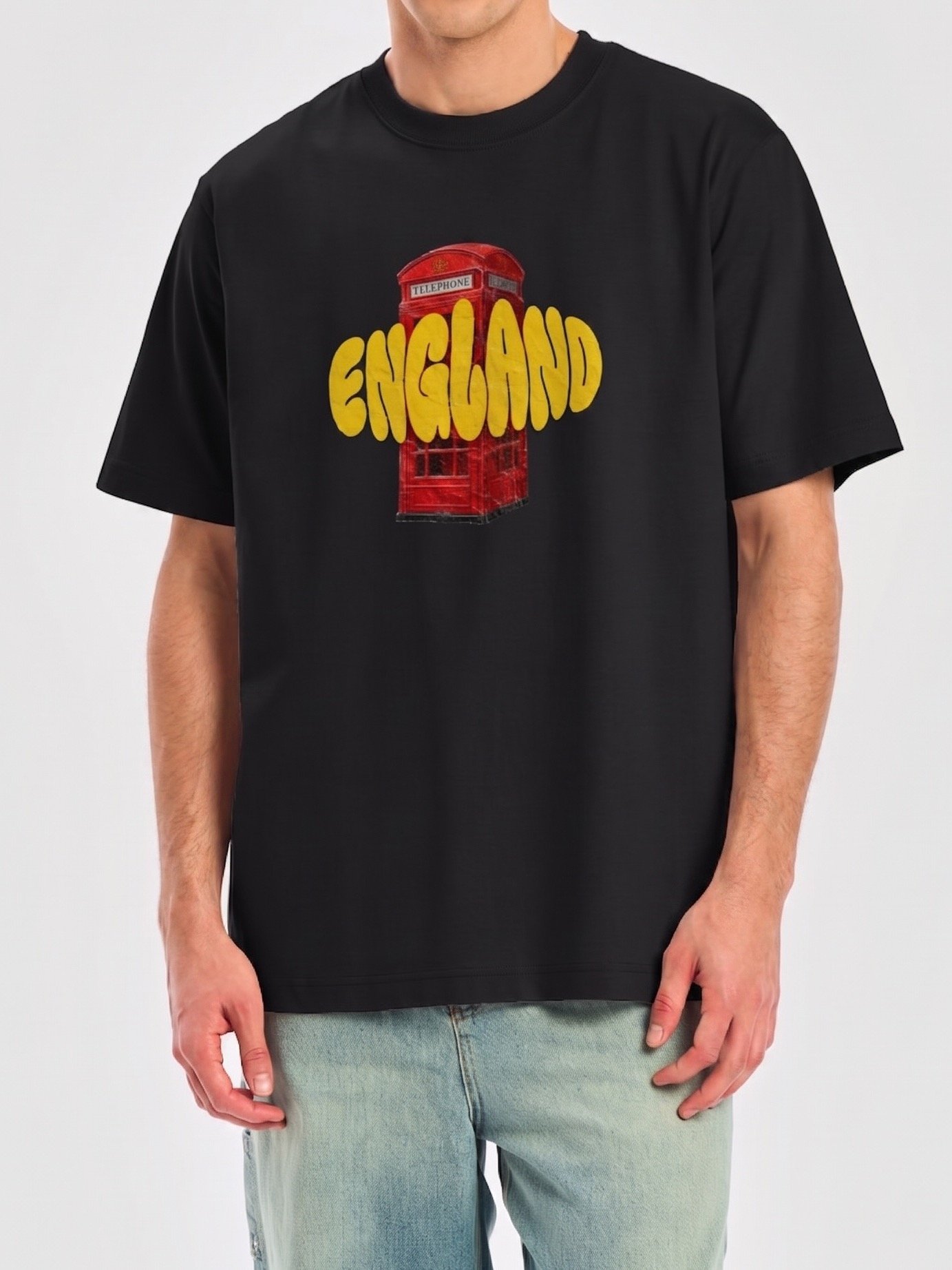 England Red Telephone Box Heavyweight T-Shirt – Vintage British Travel Tee product image (2)