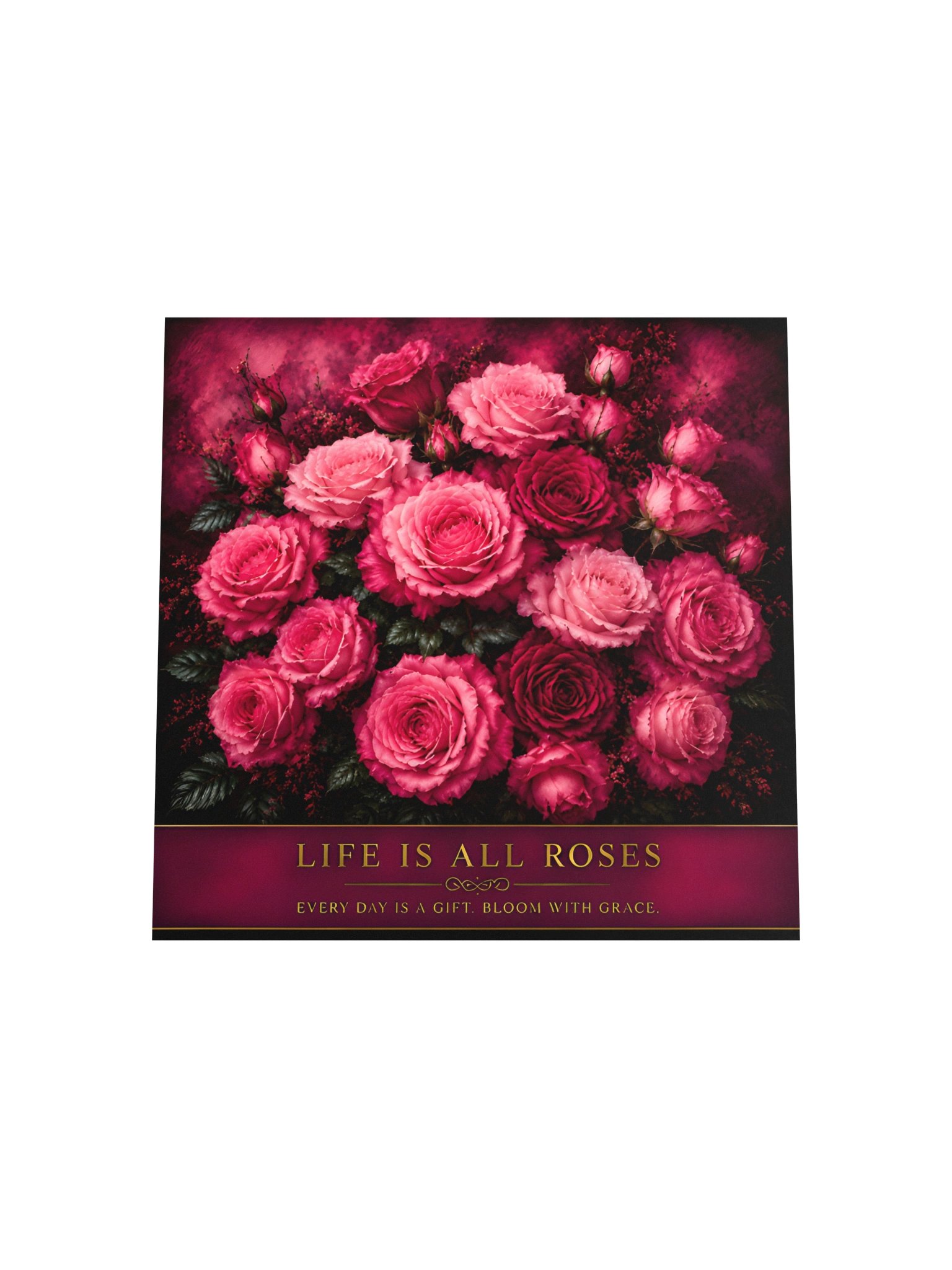 Life Is All Roses – Pink Rose Wall Art Poster | 10x10 Floral Decor product image (4)