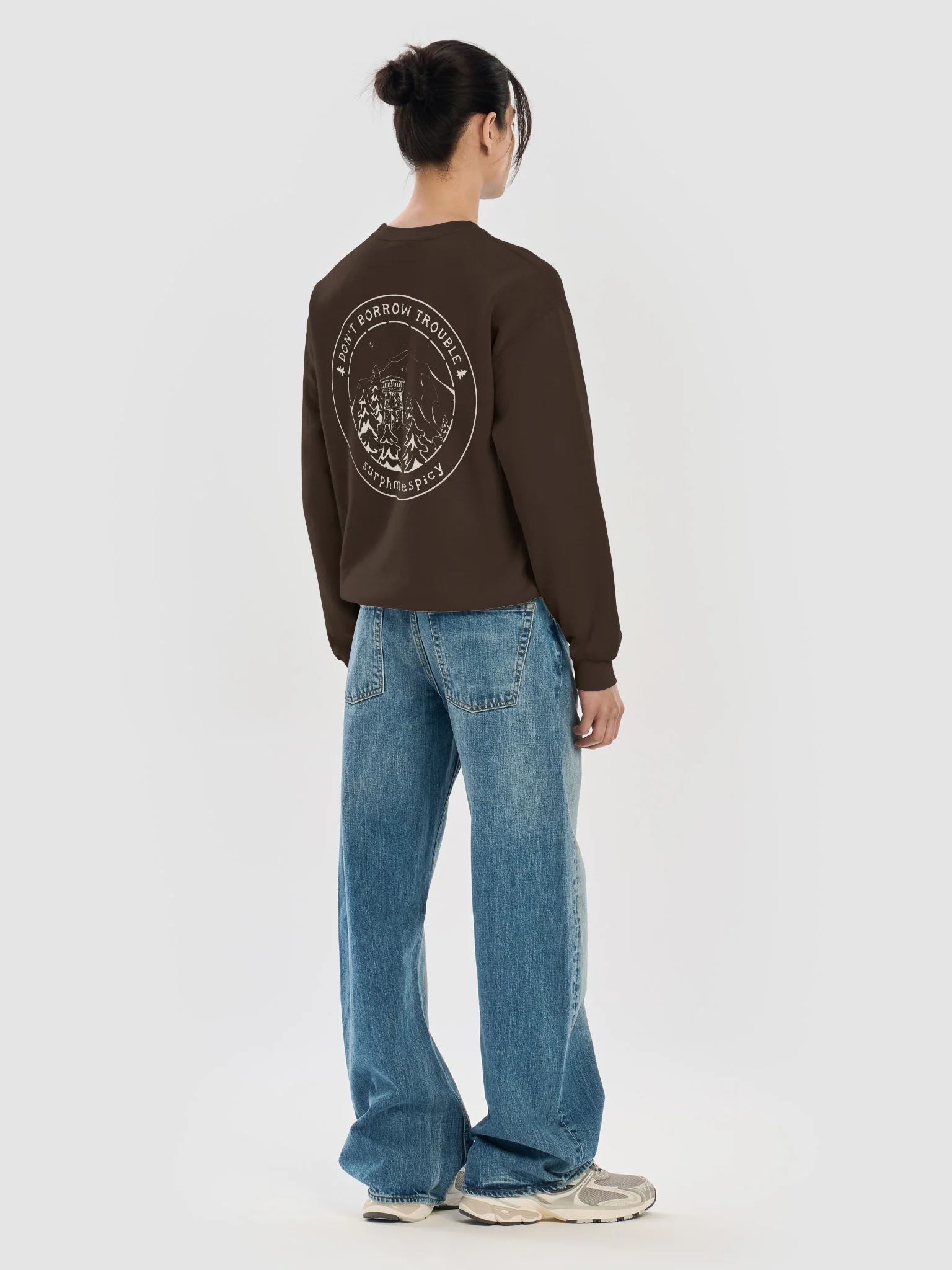 Don't Borrow Trouble White Graphic Sweatshirt product image (8)