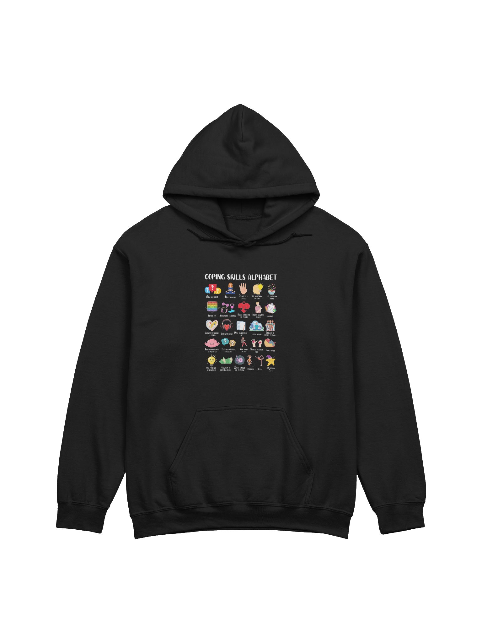 Coping Skills Alphabet – Supporting Emotional Resilience Mental Health Awareness Hoodie product image (1)