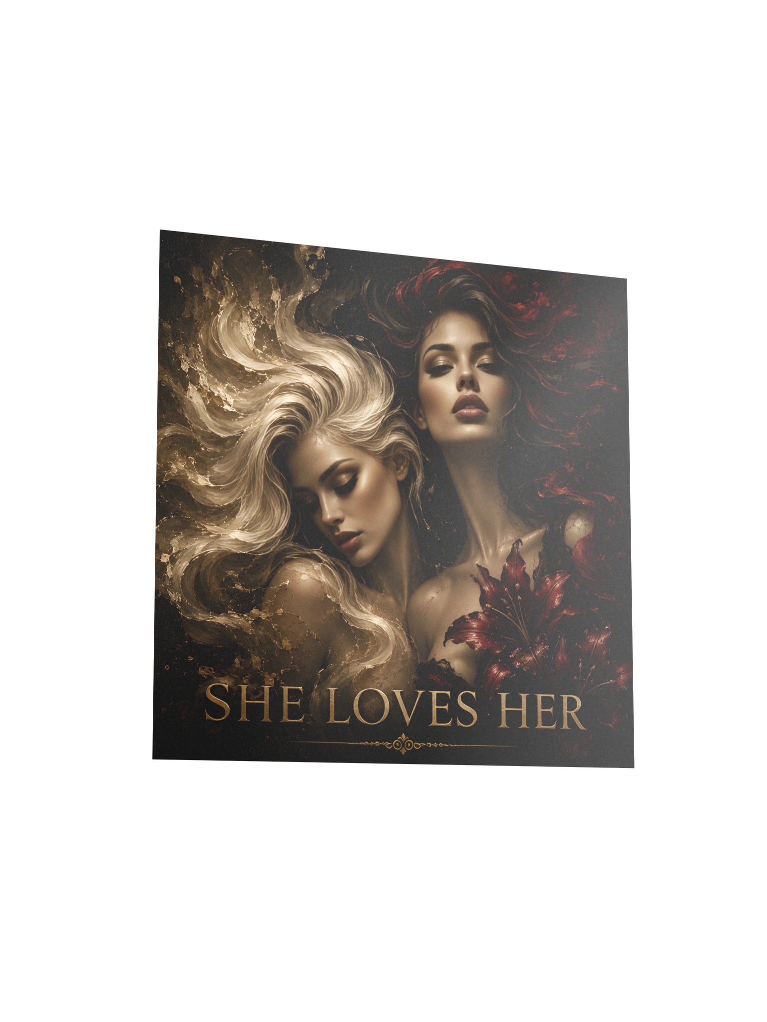 She Loves Her Poster, Romantic Sapphic Wall Art, Lesbian Love Gift, Feminine Gothic Art Print, 10x10 Poster product image (5)