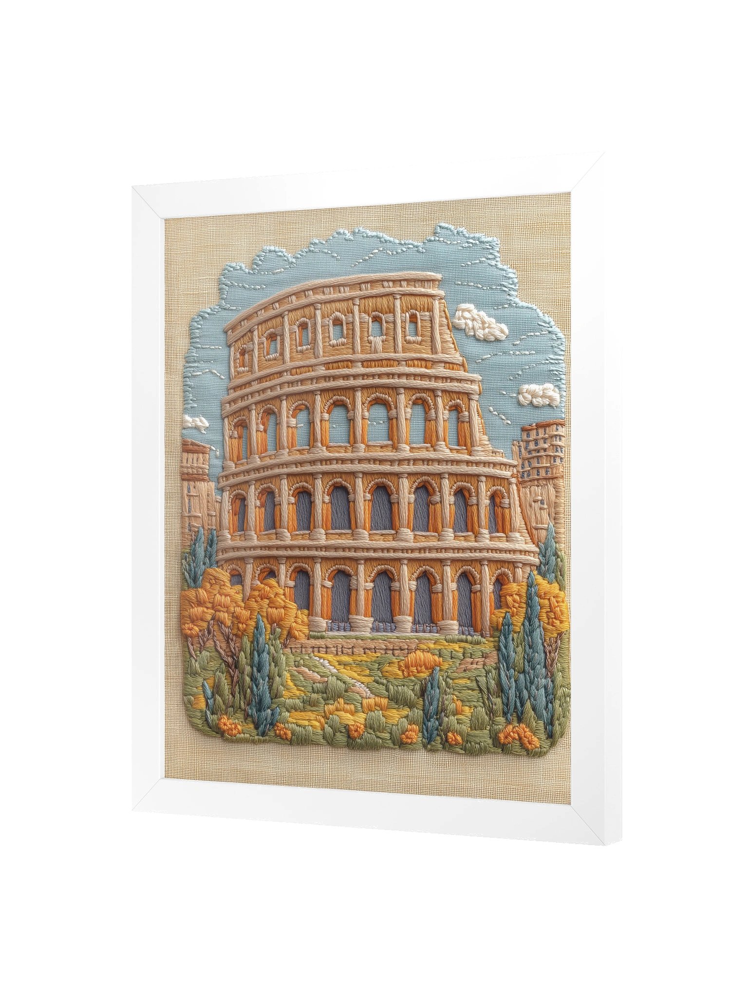 Autumn in Rome | Embroidery-Style Wall Art — Framed Print product image (10)