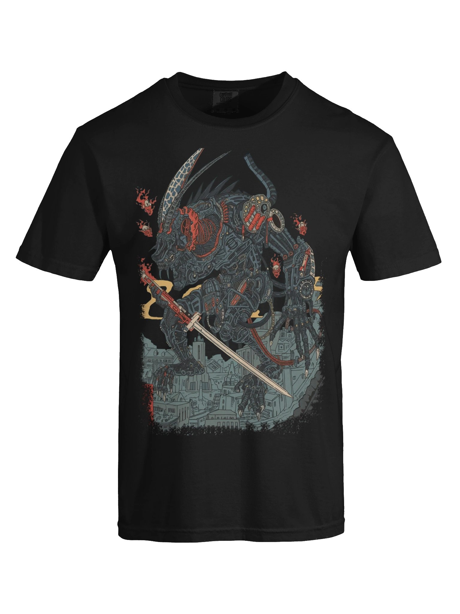 Mecha Demon Over City Heavyweight T-Shirt product image (2)