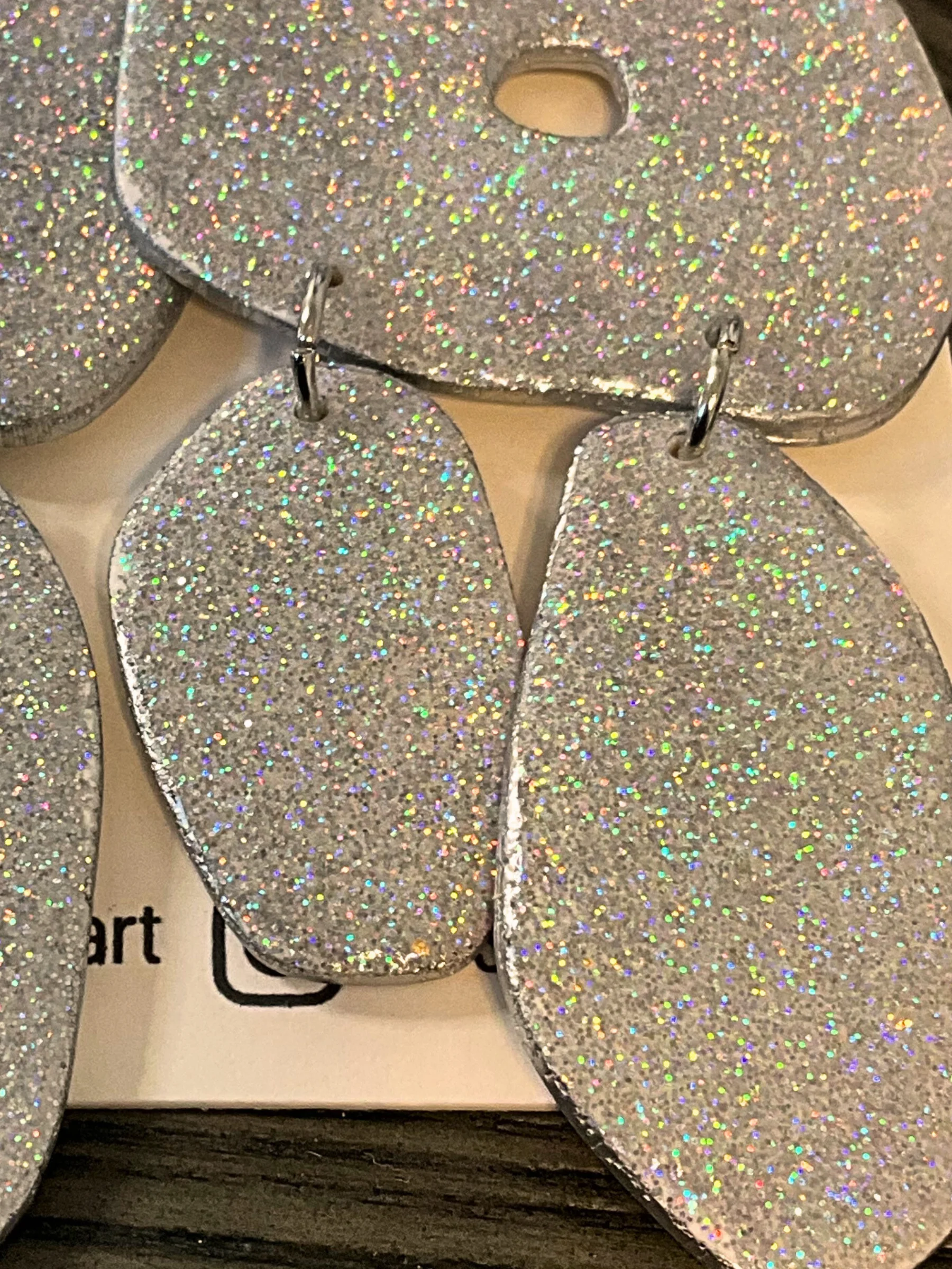 Holographic & Glitter Statement Earrings – Handmade Clay Sparkle Drops product image (4)