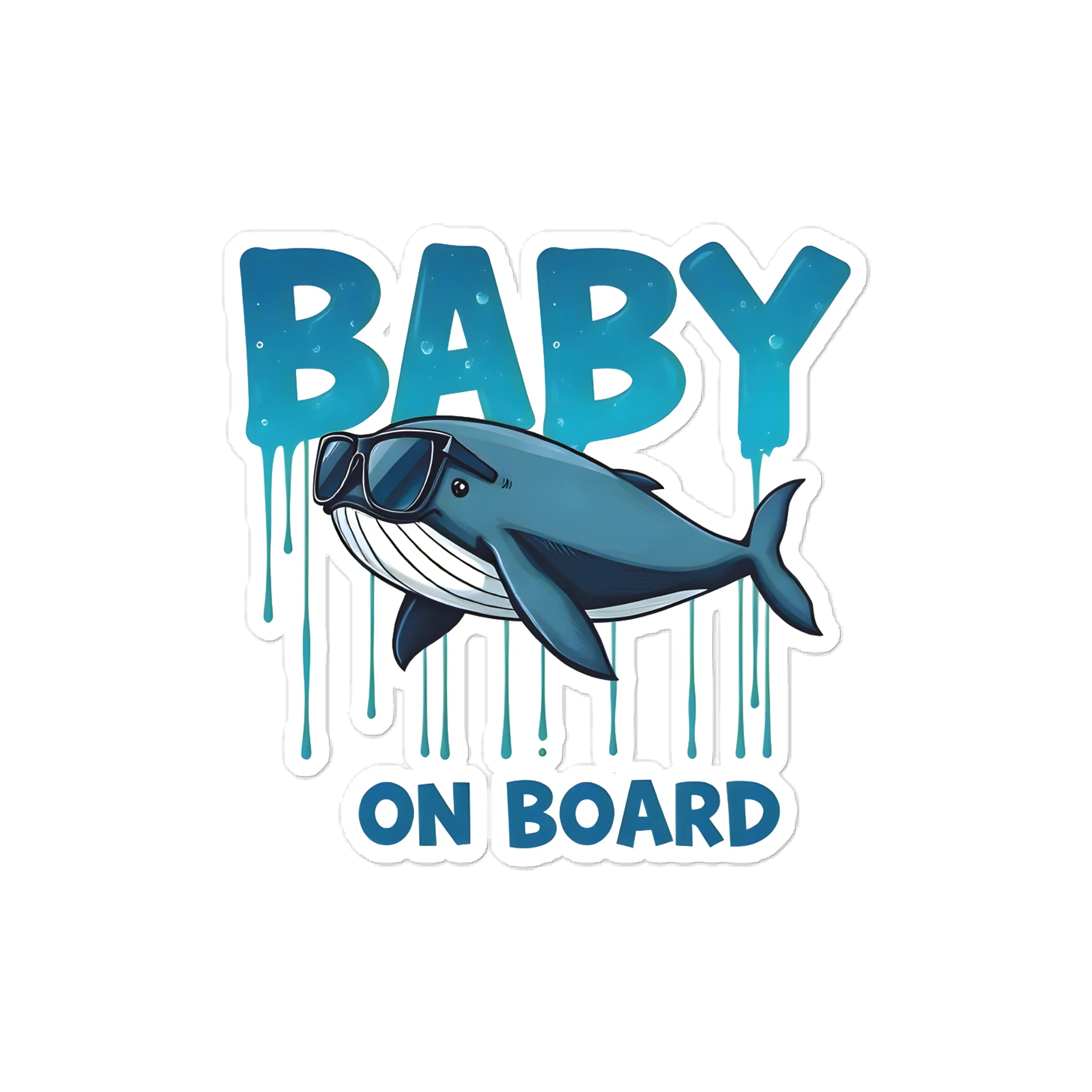 Cool Whale Urban Style Baby On Board Car Decal - 5x5 Premium Vinyl Sticker - Streetwear Inspire Tiger with Sunglasses Graphic for Cars and Jeeps product image (1)