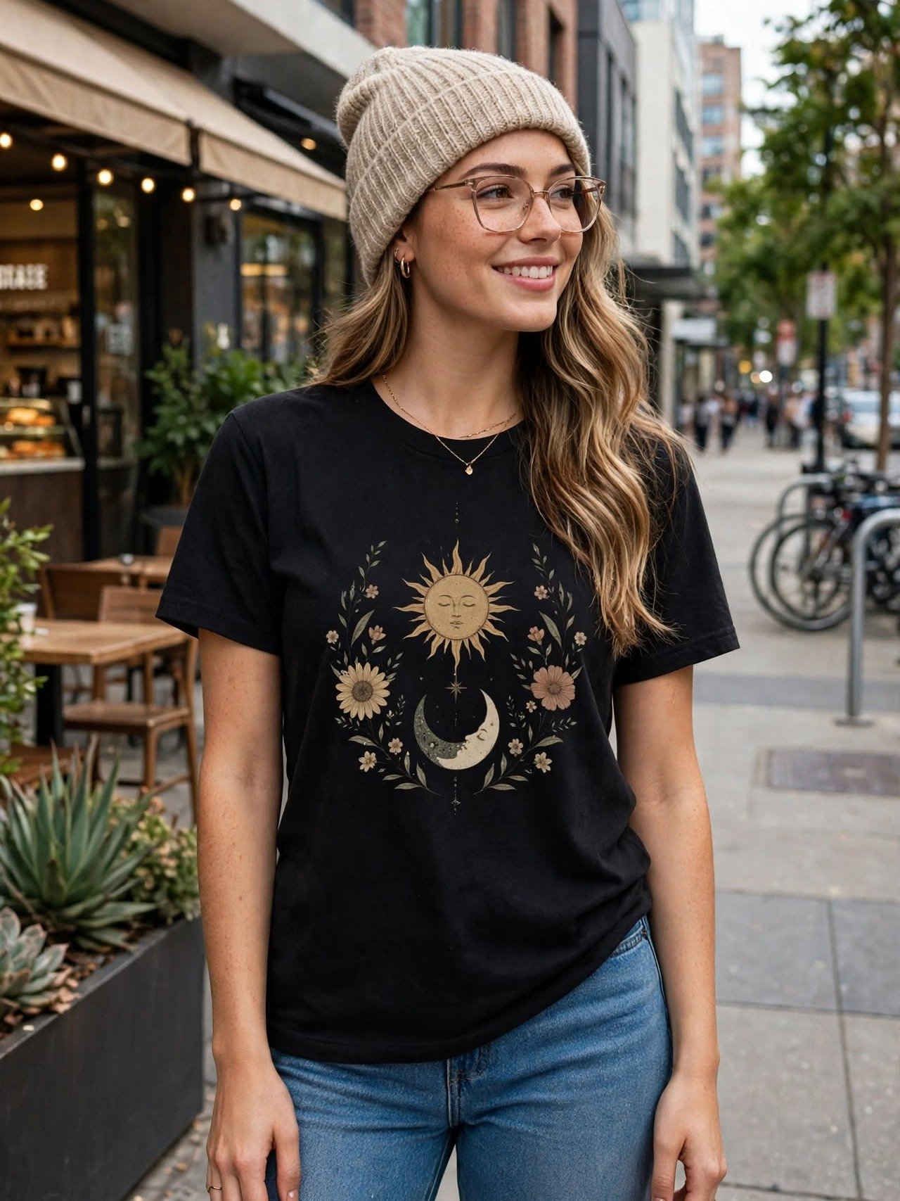 Celestial Sun and Moon Floral Tee product image (1)