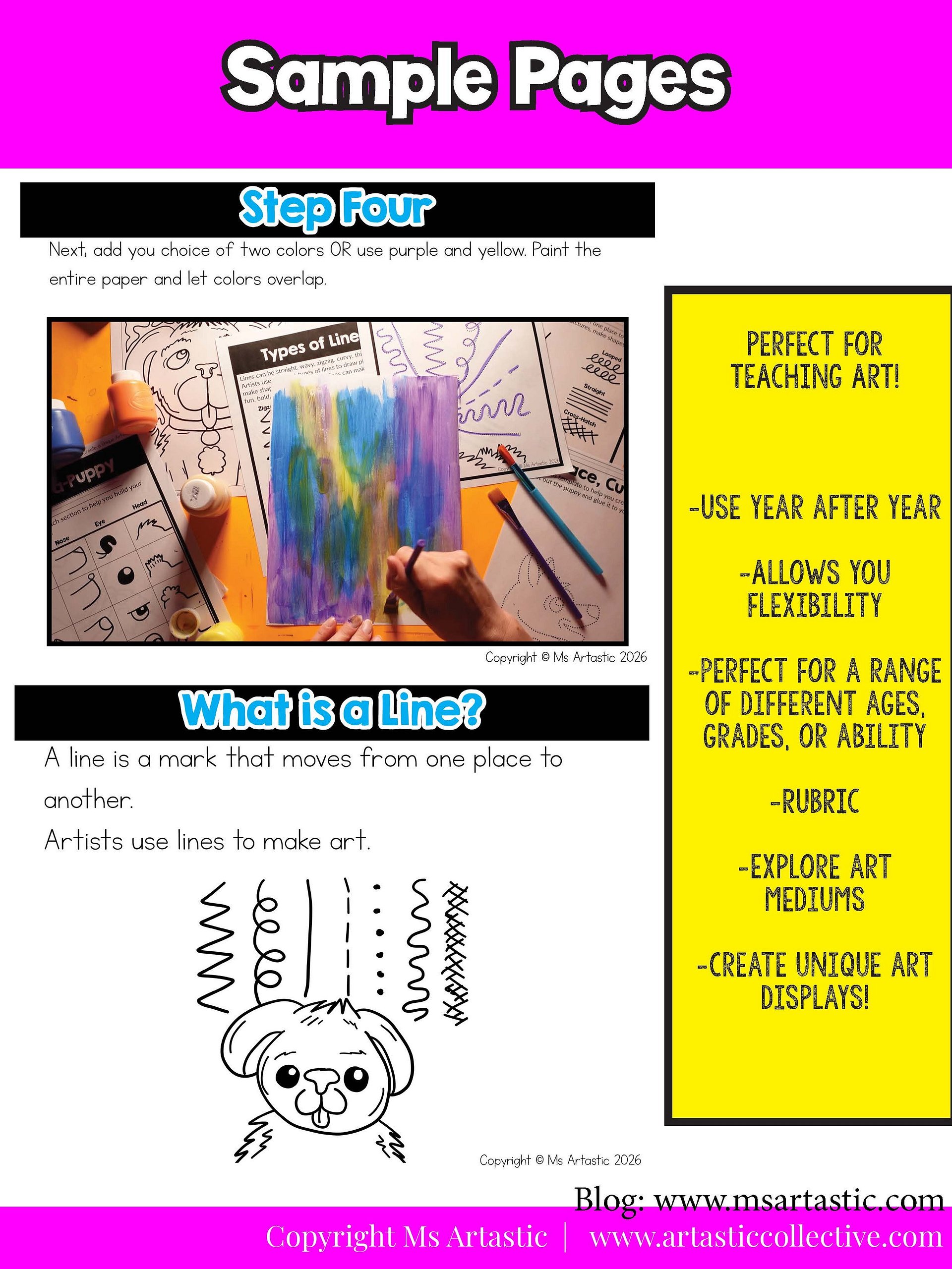 Kindergarten Art Activity Puppy Line Art Lesson Types of Lines Art Project product image (8)