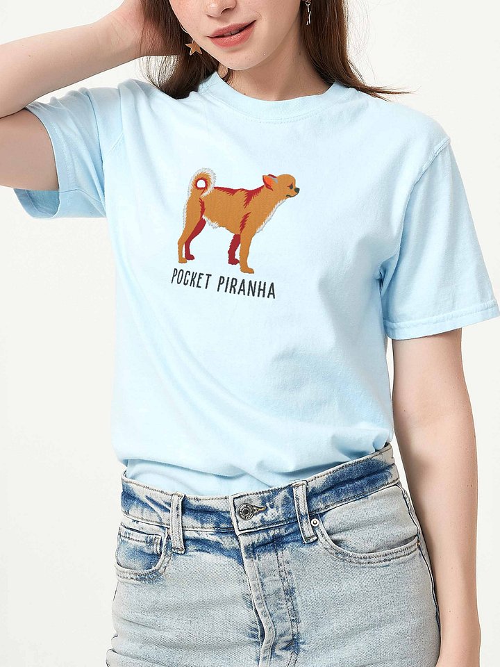 Pocket Piranha T-Shirt(Embroidered) of a Chihuahua(Tan) product image (2)