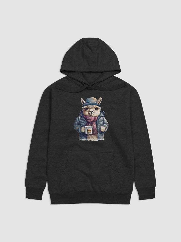 Alpaca wearing a jackets holding a cup coffee Hoodie product image (1)