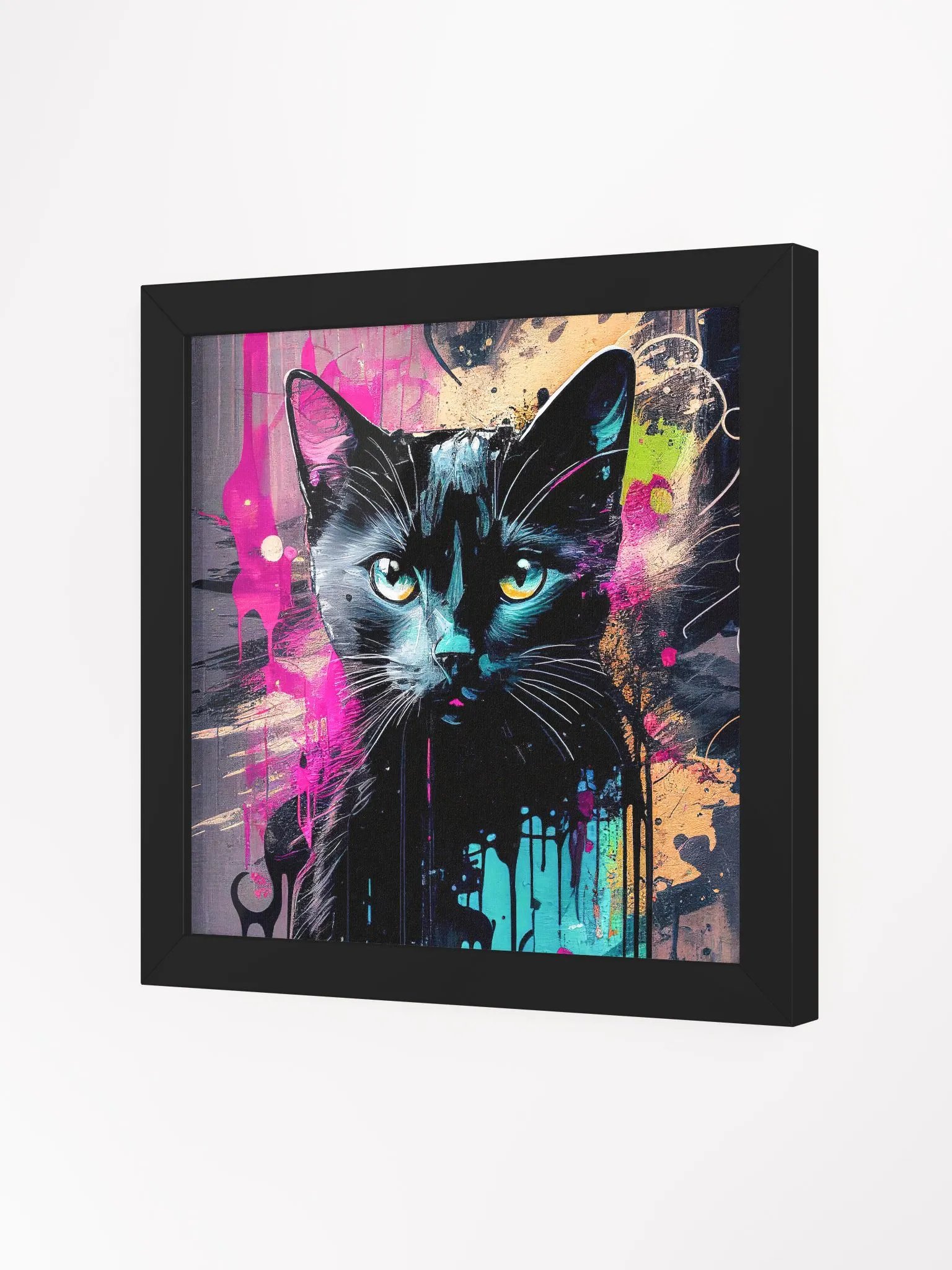 Graffiti Inspired Black Cat Studio Framed Print product image (2)