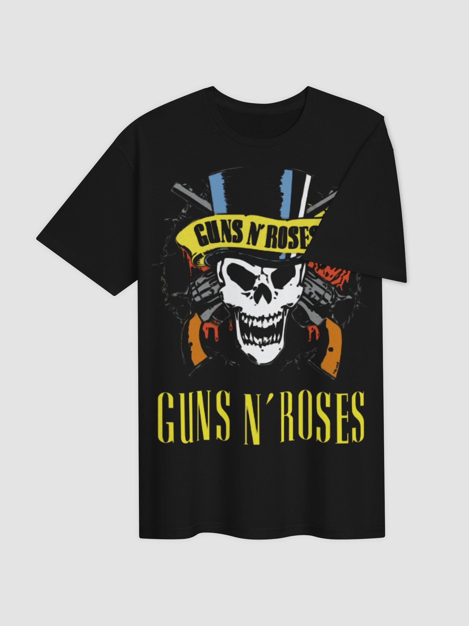 Guns N' Roses Skull Top Hat T-Shirt | Use Your Illusion Crossed Guns Graphic Tee | 90s Classic Hard Rock Band Shirt product image (4)