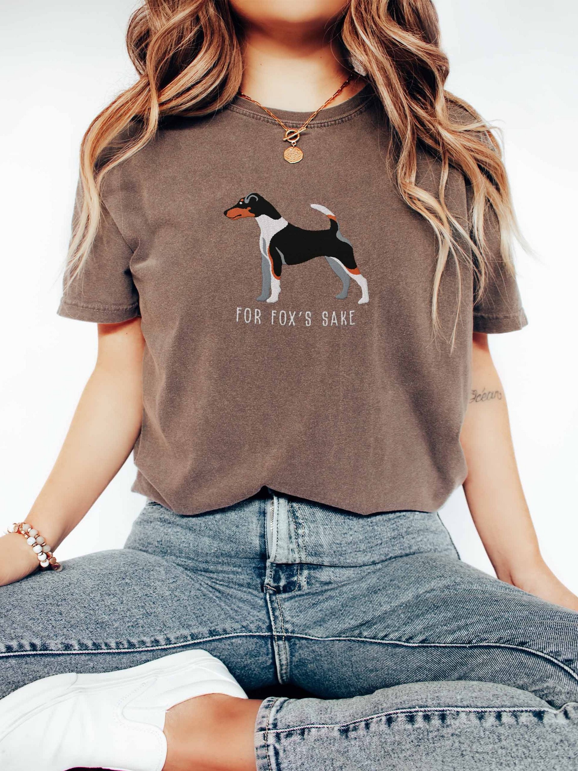 For Fox's Sake T-Shirt(Embroidered) of a Smooth Fox Terrier(Tricolor 2) product image (2)