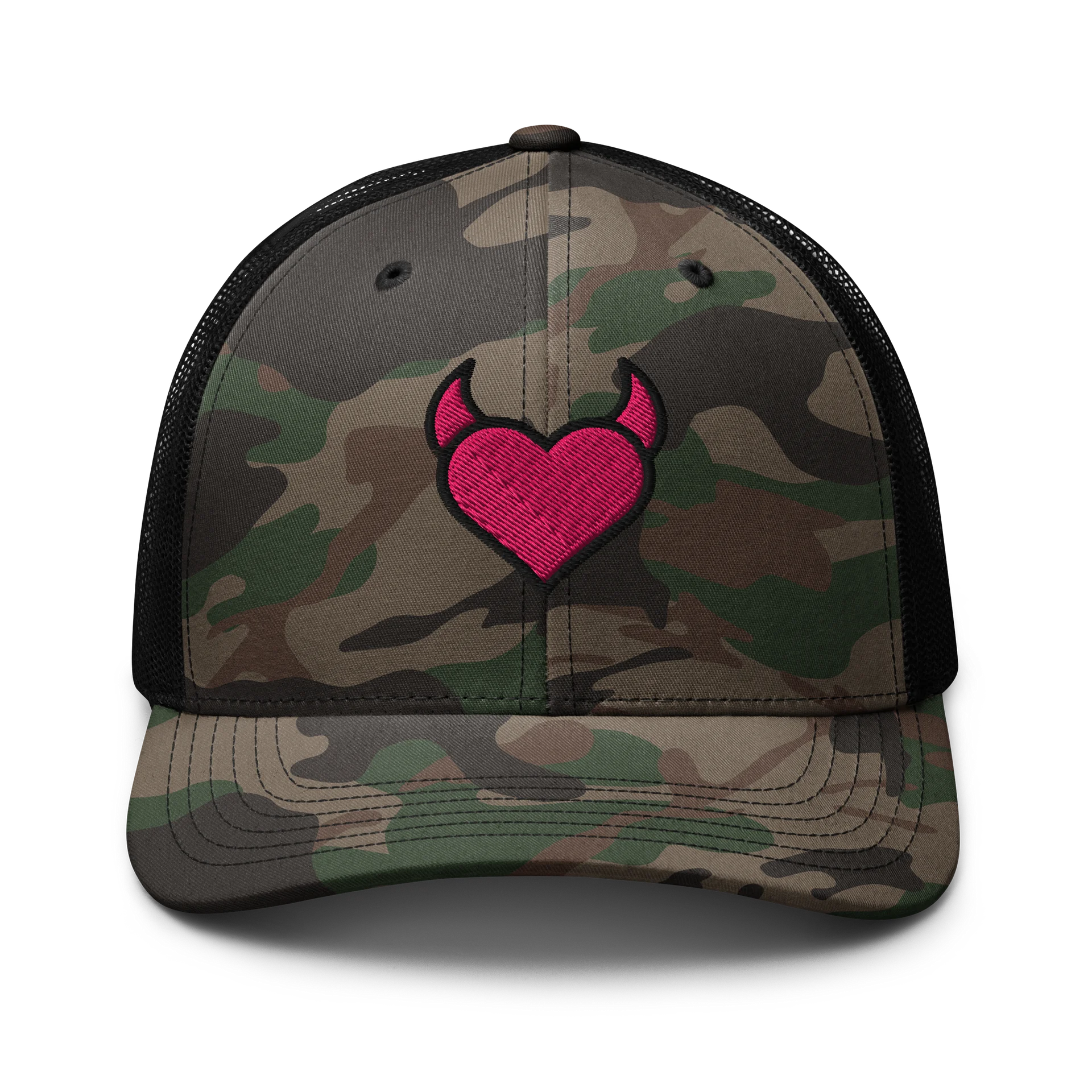Booty Demon Heart Horns Women's Camo Embroidered Trucker Hat product image (1)