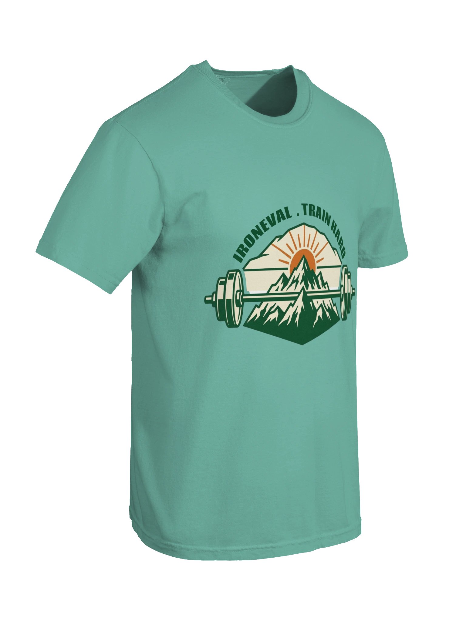 IronEval Train Hard – Mountain Barbell Badge Tee product image (5)