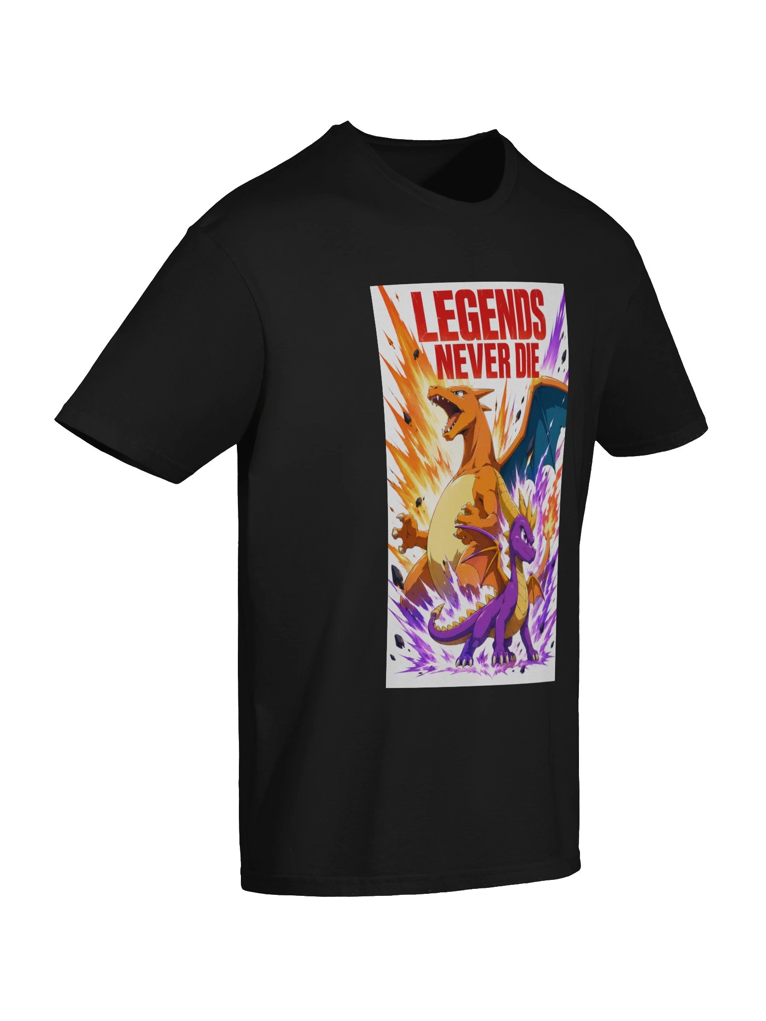 Legends Never Die Dragon Shirt | Charizard & Spyro Inspired Anime Gamer Tee | Retro Gaming Dragon Fan Art product image (6)