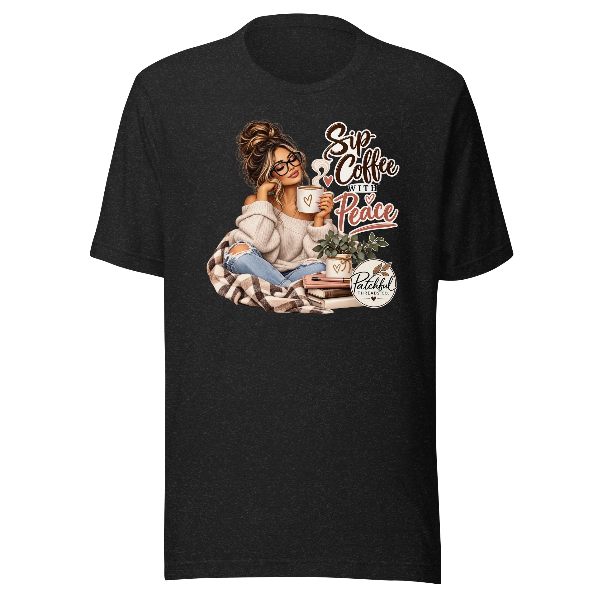 Sip Coffee with Peace | Cozy Mom Aesthetic Graphic Tee product image (1)