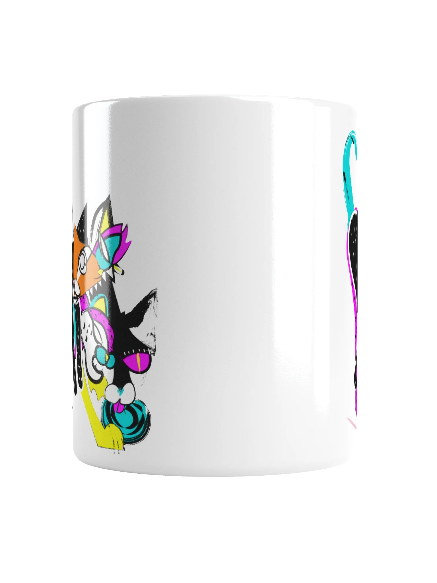 Mug: Kaleido Cat - Bright Pink Yellow Teal product image (6)