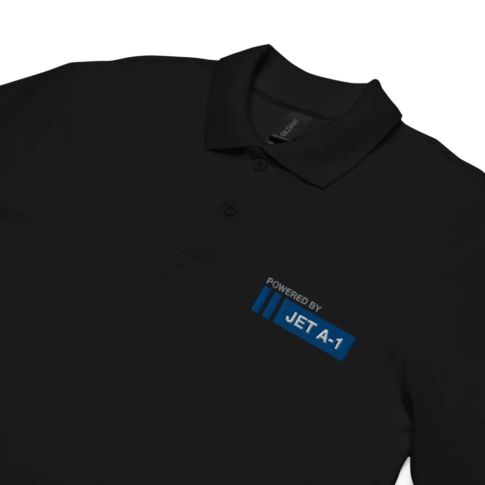 POWERED BY JET A1 - PIQUE BLACK POLO SHIRT product image (4)
